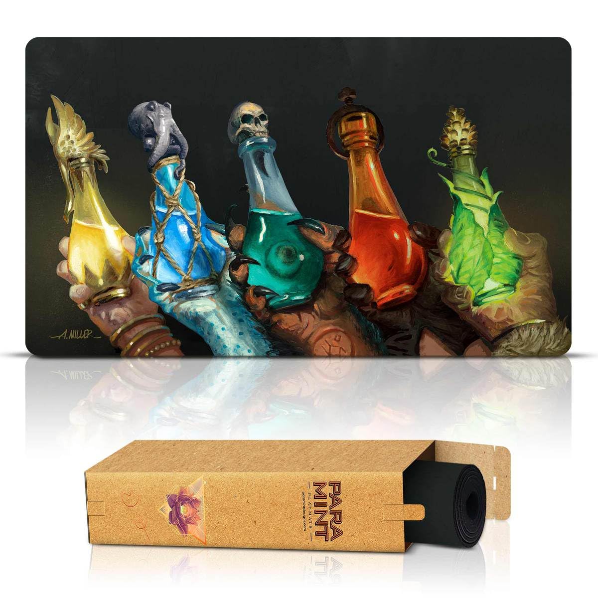 Premium MTG Playmat - Mana Potions Stitched Design by Aaron Miller | Magic The Gathering, YuGiOh & TCG Compatible | Original Art Gaming Mat for Card Game Enthusiasts | Perfect for Tournaments, Casual Play & Collectors