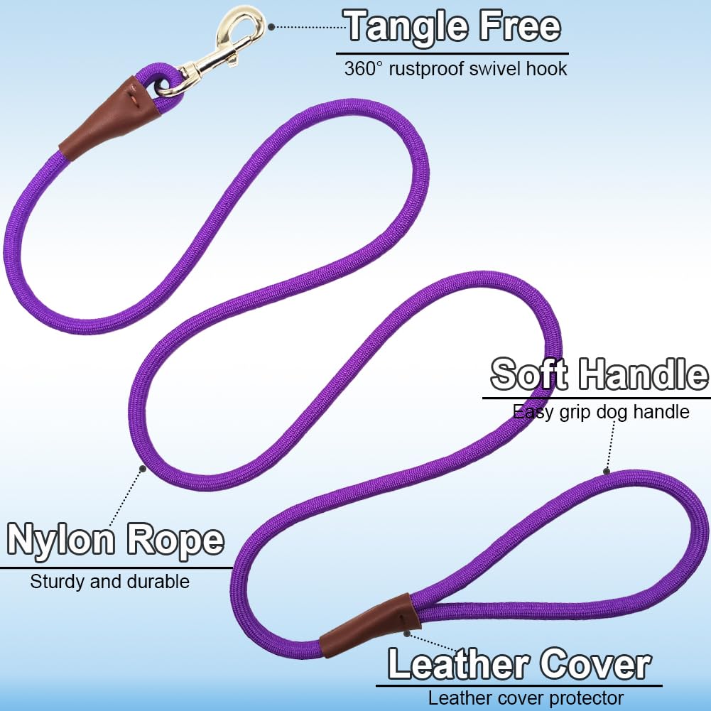 **6 FT/8 FT/10 FT Heavy Duty Nylon Rope Dog Leash - 1/2