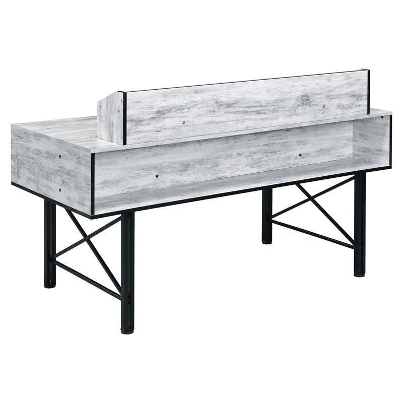 Acme Safea Wooden Computer Desk with Storage - Antique White & Black Finish | Home Office, Study, Gaming & Workspace Solution