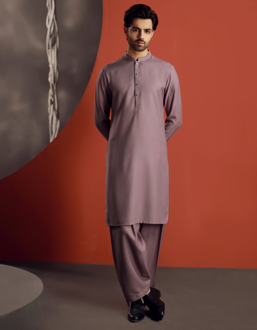 Elegant Blended Purple Shalwar Kameez by J. Junaid Jamshed - Traditional Pakistani Dress for Women - Perfect for Weddings, Festivals & Special Occasions