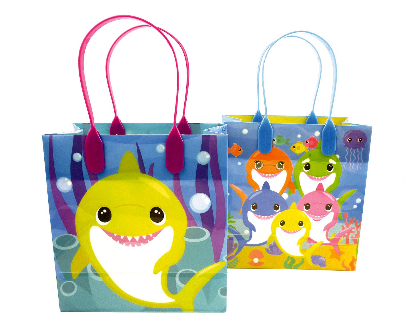Shark Birthday Party Favors Set of 108 pcs - 12 Treat Bags, 24 Kids Stamps, 12 Sticker Sheets, 12 Coloring Books, 48 Crayons - Perfect for Shark-Themed Birthday Parties, Classroom Rewards & Kids' Goodie Bags