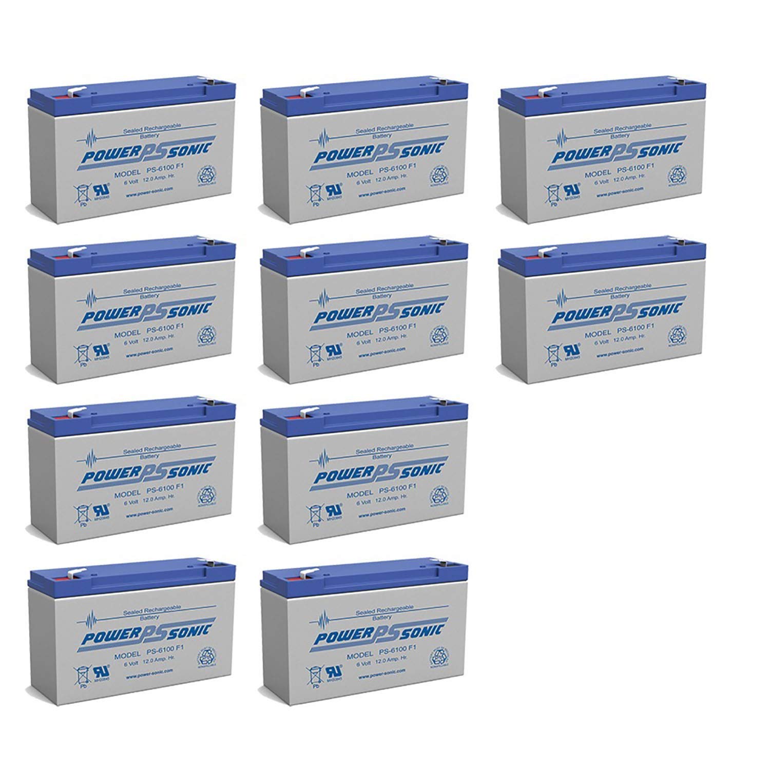 Power Sonic PS-6100 6V 12AH Rechargeable Battery Replacement for Helios FB6-10 Pack - Perfect for Emergency Lights, Security Systems & Mobility Scooters