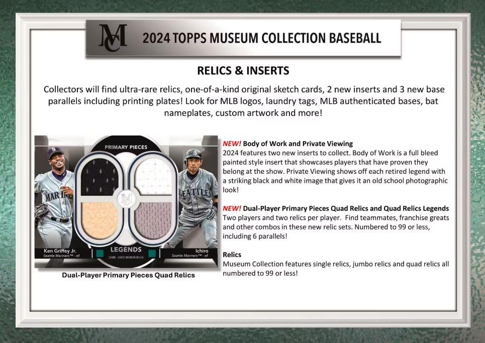 2024 Topps Museum Collection Baseball Hobby Mini-Box - Factory Sealed with Autographed Relic Card & On-Card Autograph - Includes Shohei Ohtani Special Card - Perfect for Baseball Card Collectors & MLB Fans - Great for Trading, Displaying, and Investment