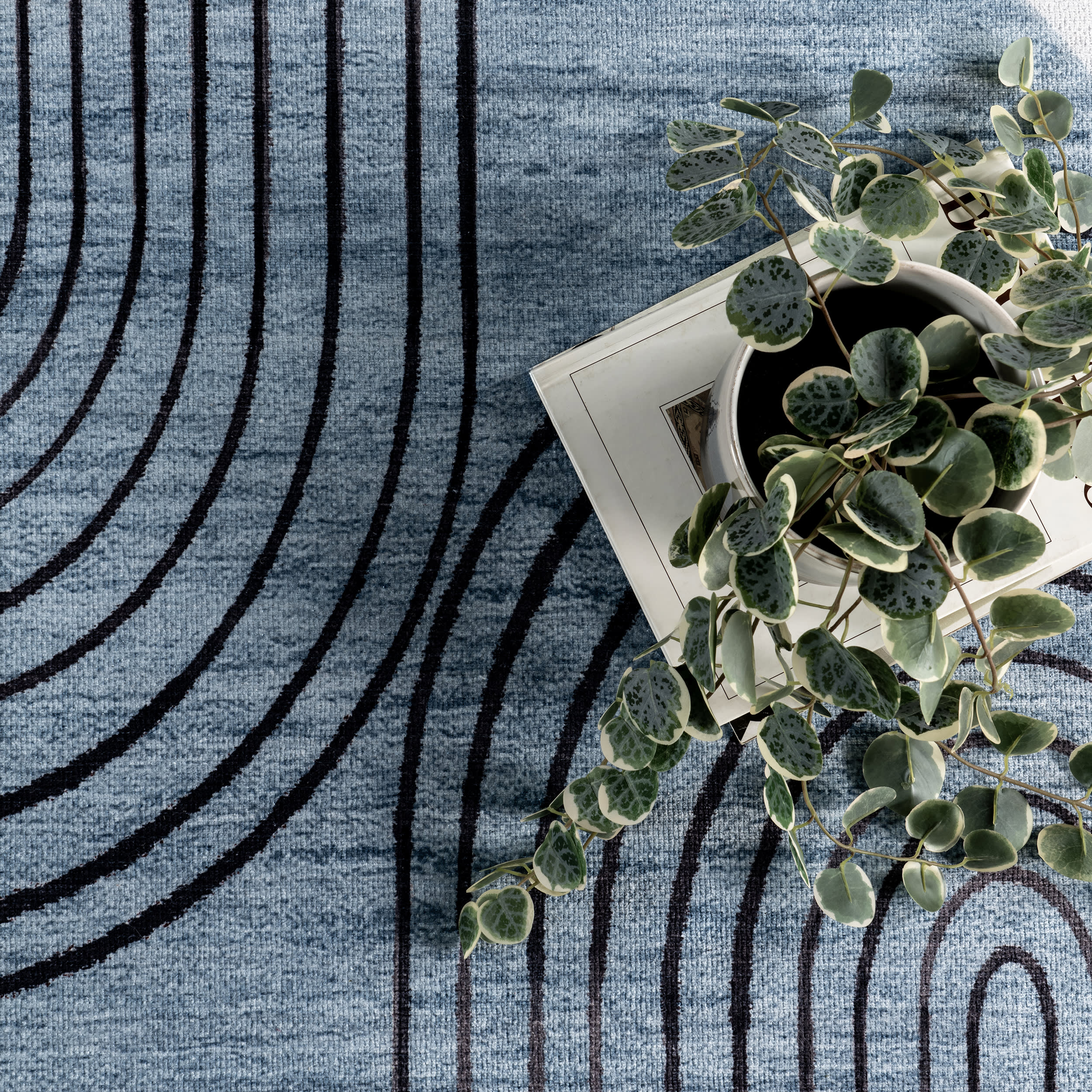 Carlotta Washable Desert Sunset Rug - Soft Blue Bohemian Area Rug for Living Room, Bedroom, or Dorm Decor | Machine Washable & Stain Resistant
