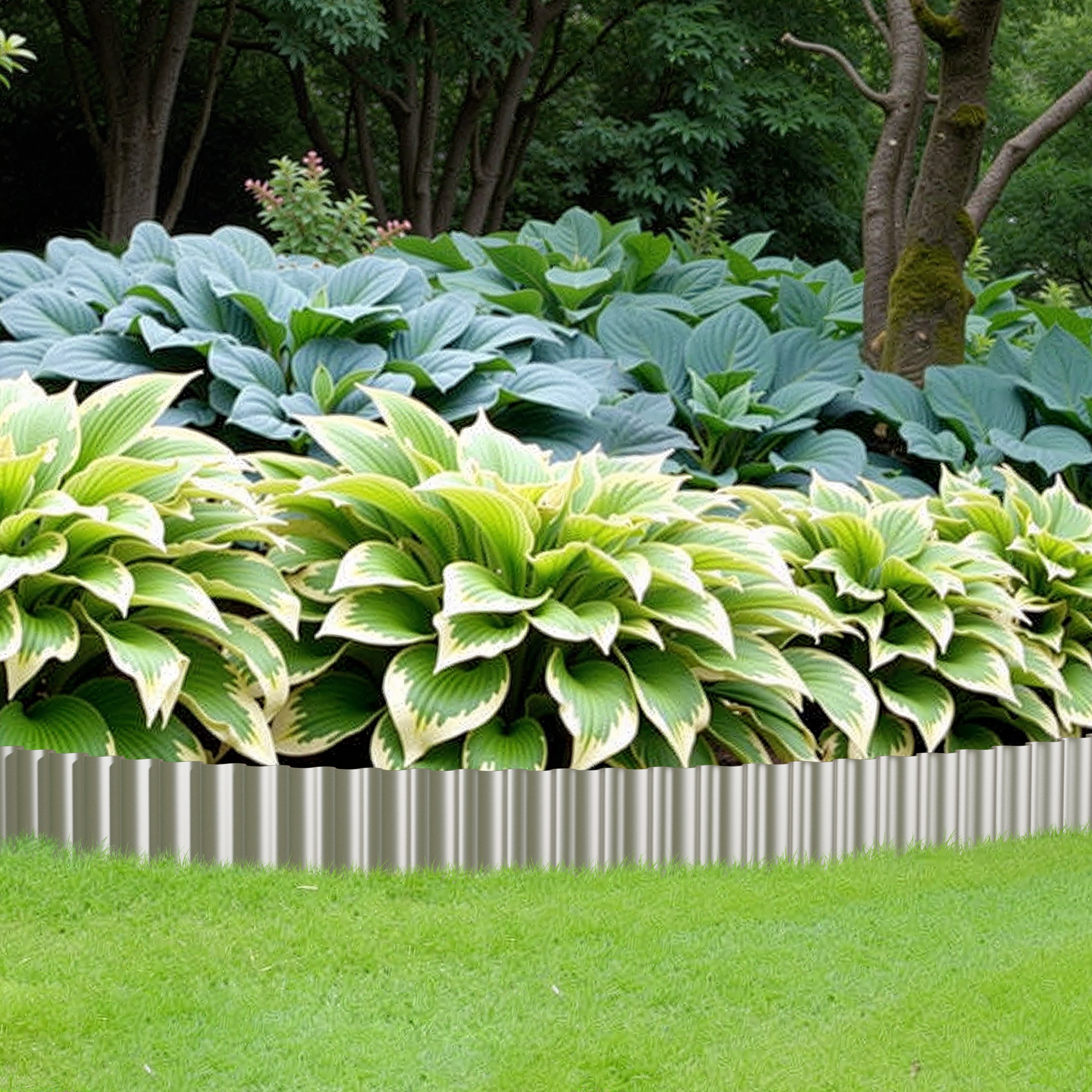 8x120 Inch Heavy Duty Galvanized Steel Corrugated Garden Edging - Rustproof Landscape Border for Lawns, Flower Beds & Driveways - Easy Install Rolled Edge Design for DIY Yard & Garden Projects