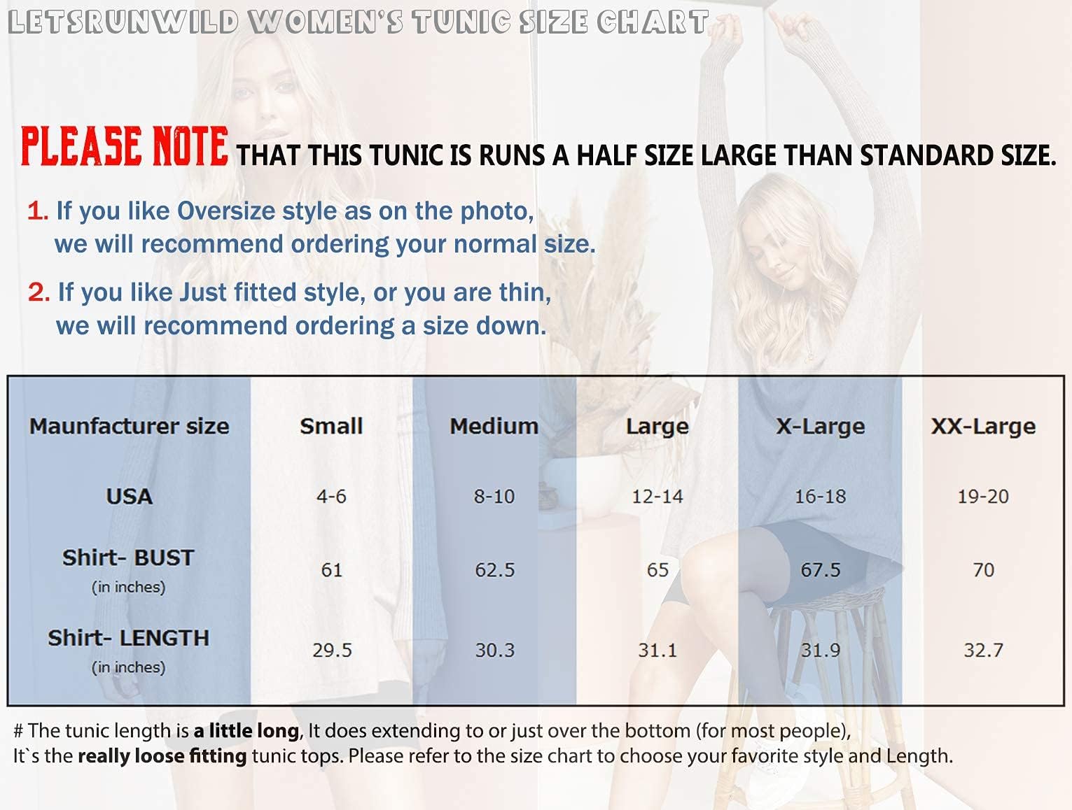 LETSRUNWILD Women's Oversized Tunic Tops - Long Sleeve Fall Sweater Dresses & Casual T-Shirts to Wear with Leggings | Perfect for Work, Weekend Outfits and Layering in Cool Weather