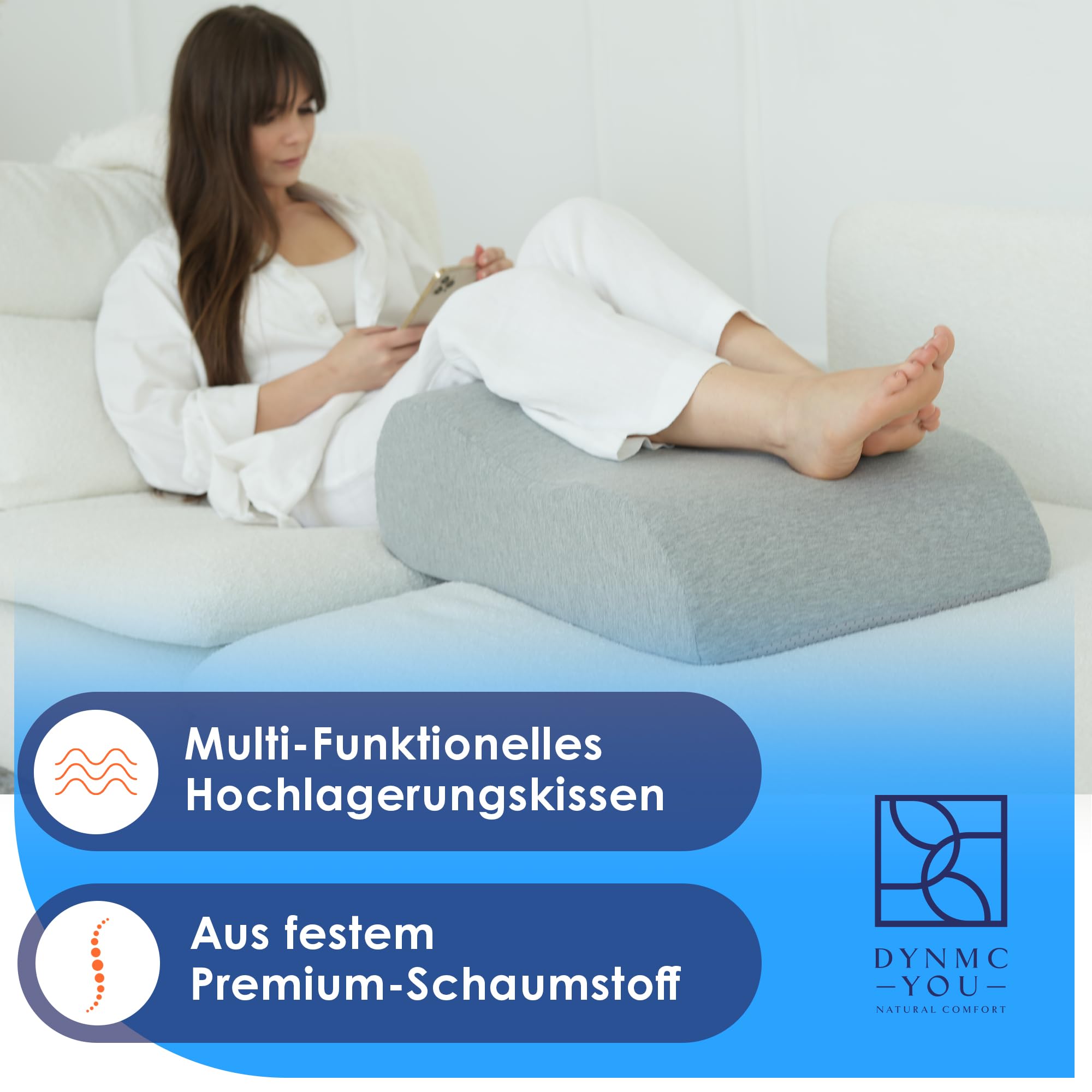 Premium Leg Elevation Pillow - Large Orthopedic Knee & Leg Support Wedge - OEKO-TEX Certified for Blood Circulation & Pain Relief - Ergonomic Design for Sleeping, Post-Surgery Recovery & Relaxation at Home