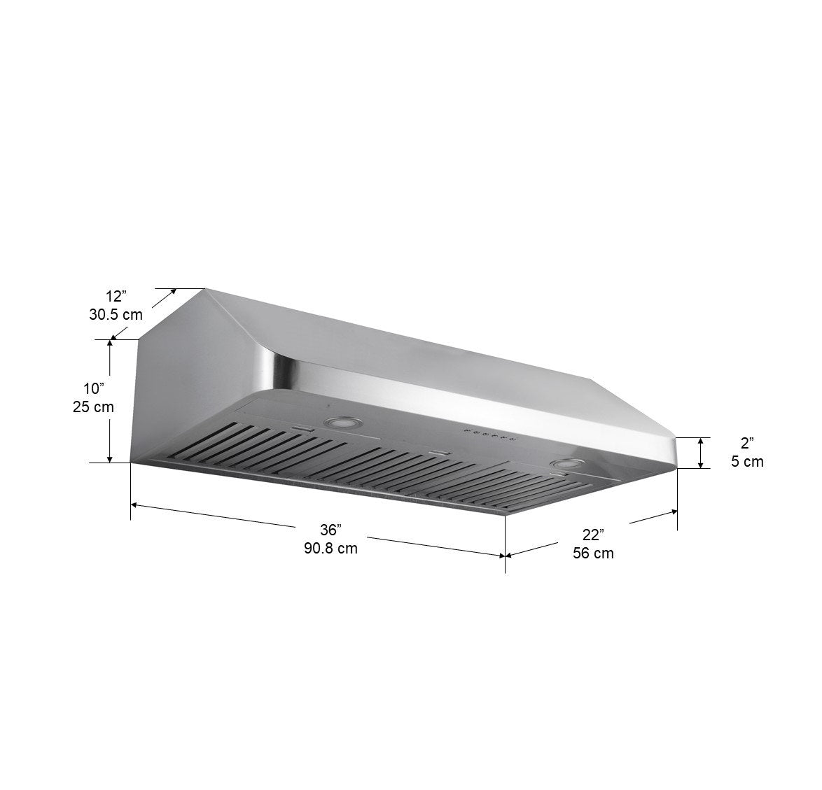 UCR636T 36 Inch Turbo Chef 1000 CFM Ducted Under Cabinet Range Hood - Powerful Kitchen Ventilation for Smoke & Odor Removal - Perfect for Home Cooking & Grilling