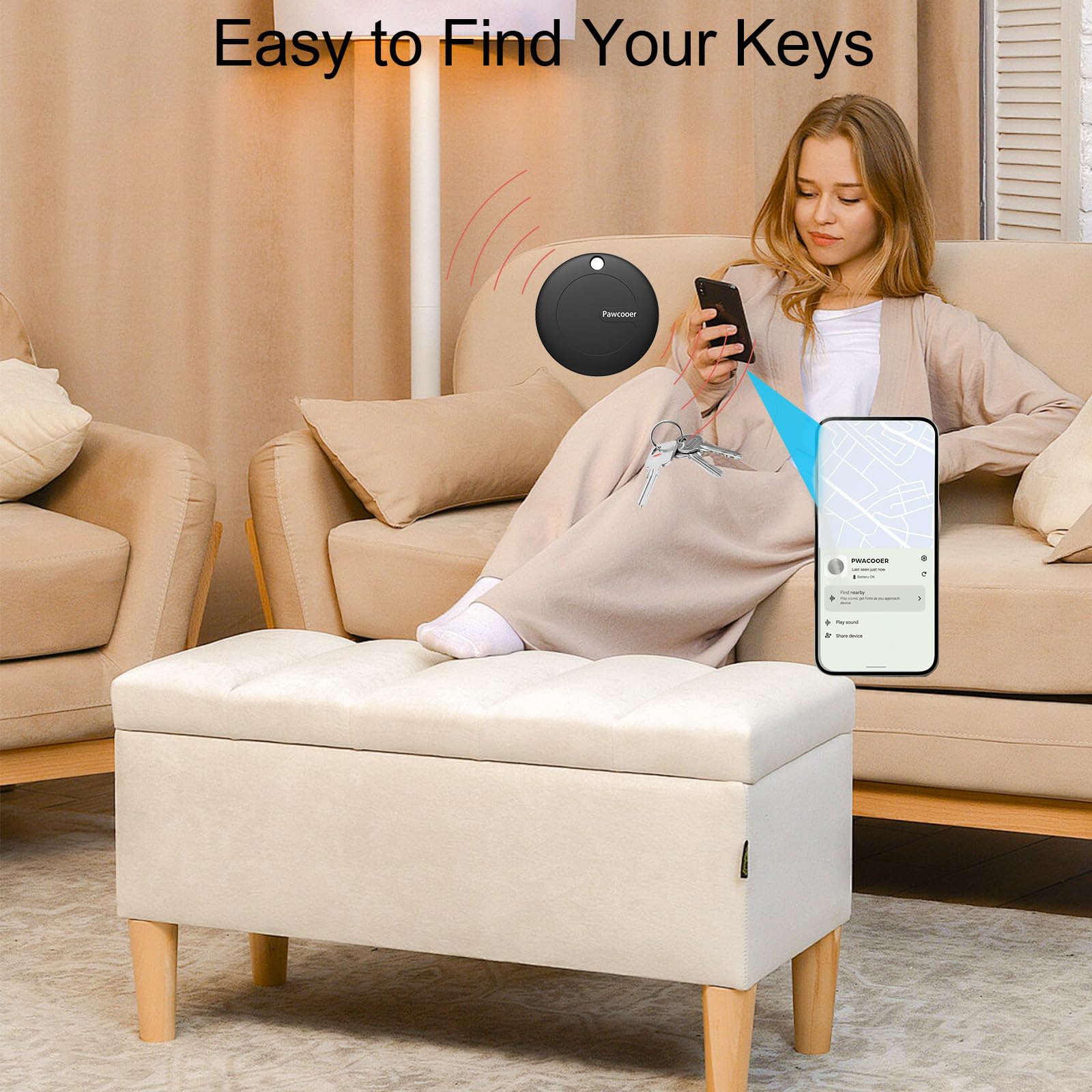 Bluetooth Tracker for Android & Samsung Phones - Smart Key Finder to Locate Lost Items (Black) | Perfect for Keys, Wallets, Bags & Pet Tracking