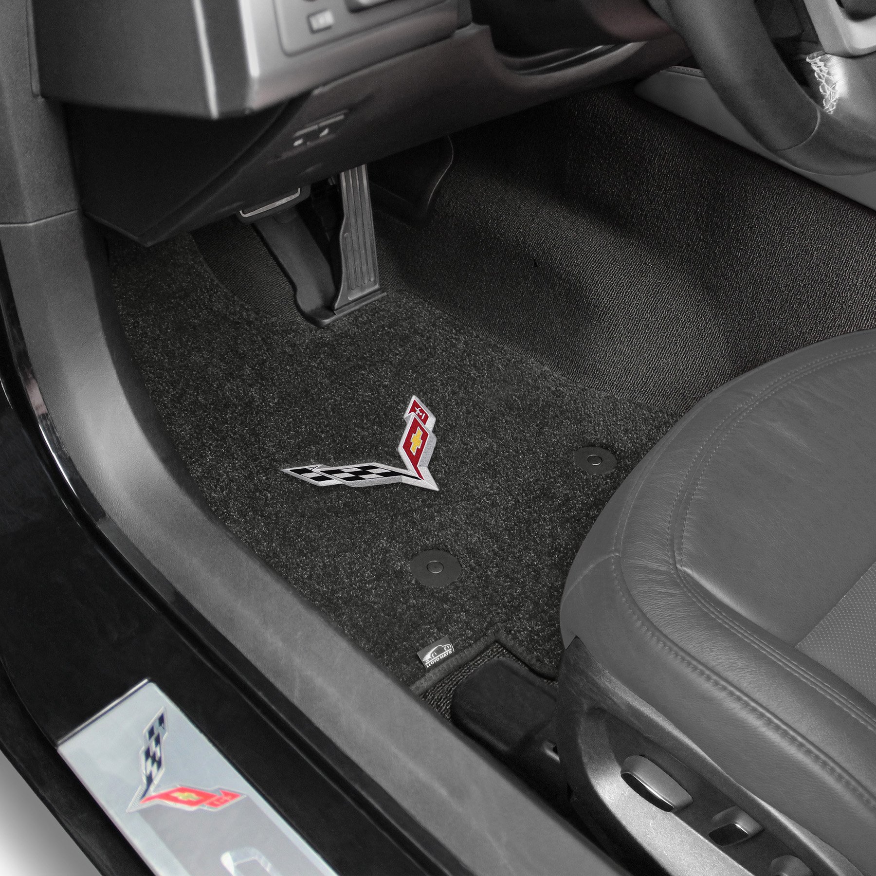 Premium All-Weather Floor Mats for 2014-2018 Chevrolet Corvette Stingray C7 - Custom Embroidered Flags Design - Heavy Duty Black Car Mats - Perfect for Daily Driving & Car Shows