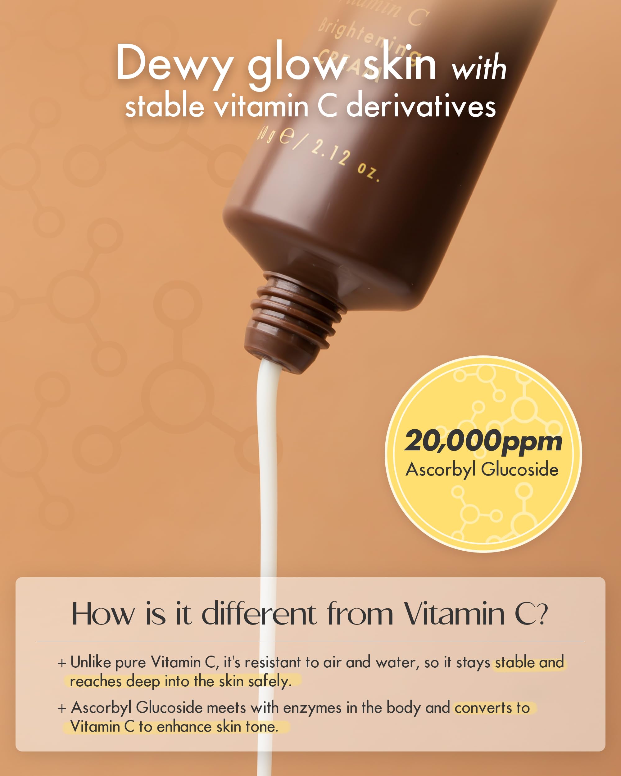 SKINCURE Vitamin C Face Cream - Vegan Korean Moisturizer with 2% Ascorbyl Glucoside for Radiant Glow & Anti-Aging - Hypoallergenic Hydration Cream, Cruelty Free, 2.03 oz - Perfect for Daily Skincare Routine & Nighttime Revitalization