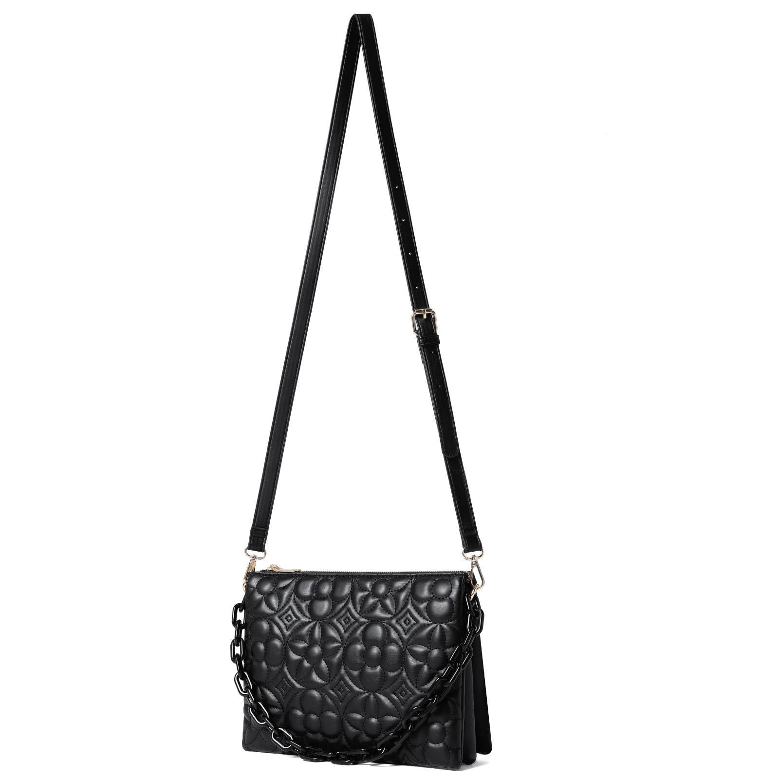 ER.Roulour Women's Quilted Crossbody Bag - Stylish Designer PU Leather Shoulder Purse with Chain & Triple Gusset for Everyday Use, Work & Travel