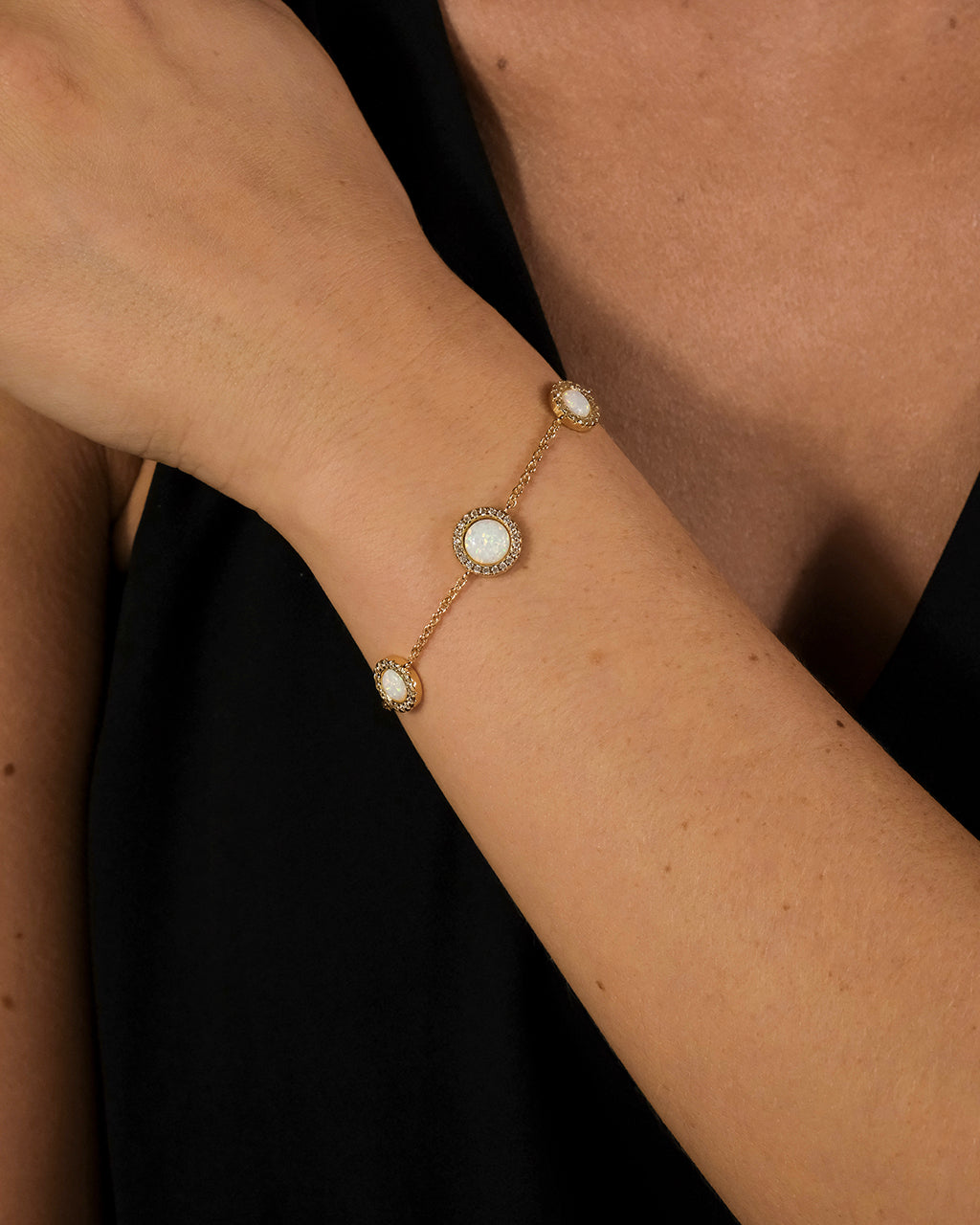 Oasis Opal & CZ Station Bracelet - Elegant Cubic Zirconia & Genuine Opal Jewelry for Women | Perfect for Weddings, Parties & Special Occasions