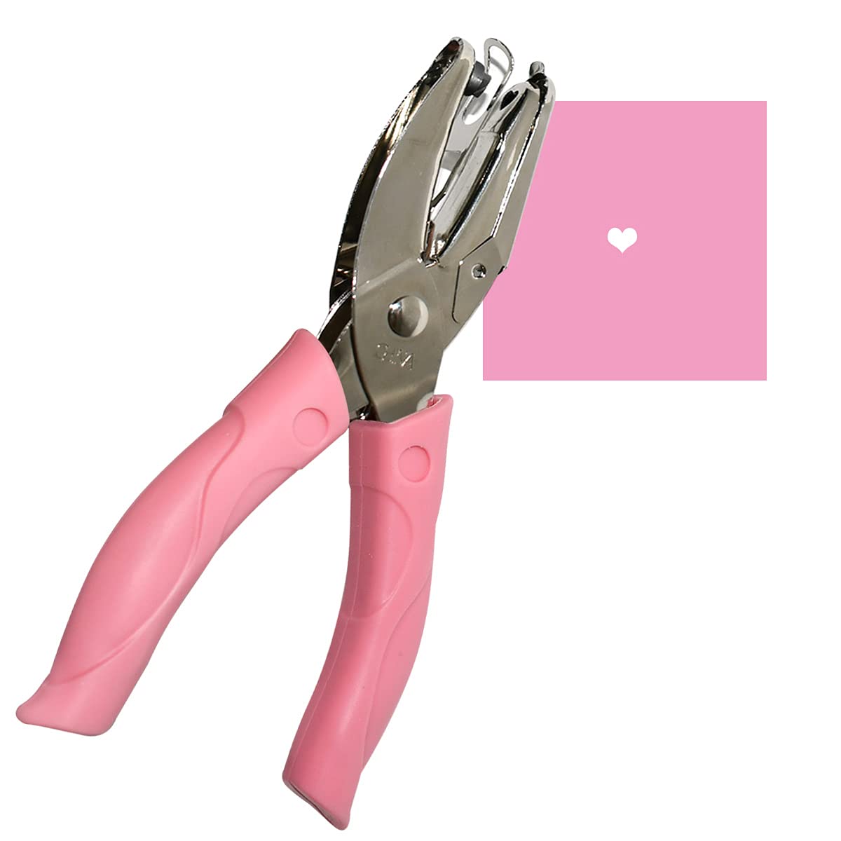 Heart Shaped Handheld Hole Punch - 1/4 Inch Craft Paper Puncher for DIY Scrapbooking, Tags & Clothing Tickets | Soft Pink Grip | Perfect for Card Making, Gift Wrapping & Office Organization