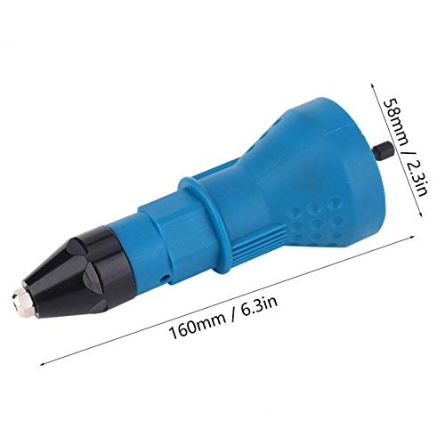 **Blue Cordless Electric Rivet Gun Adapter Kit - 4 Convertible Heads & 2 Wrenches for Drill Insert Nut Tool - Perfect for DIY, Metalworking, and Automotive Repairs**
