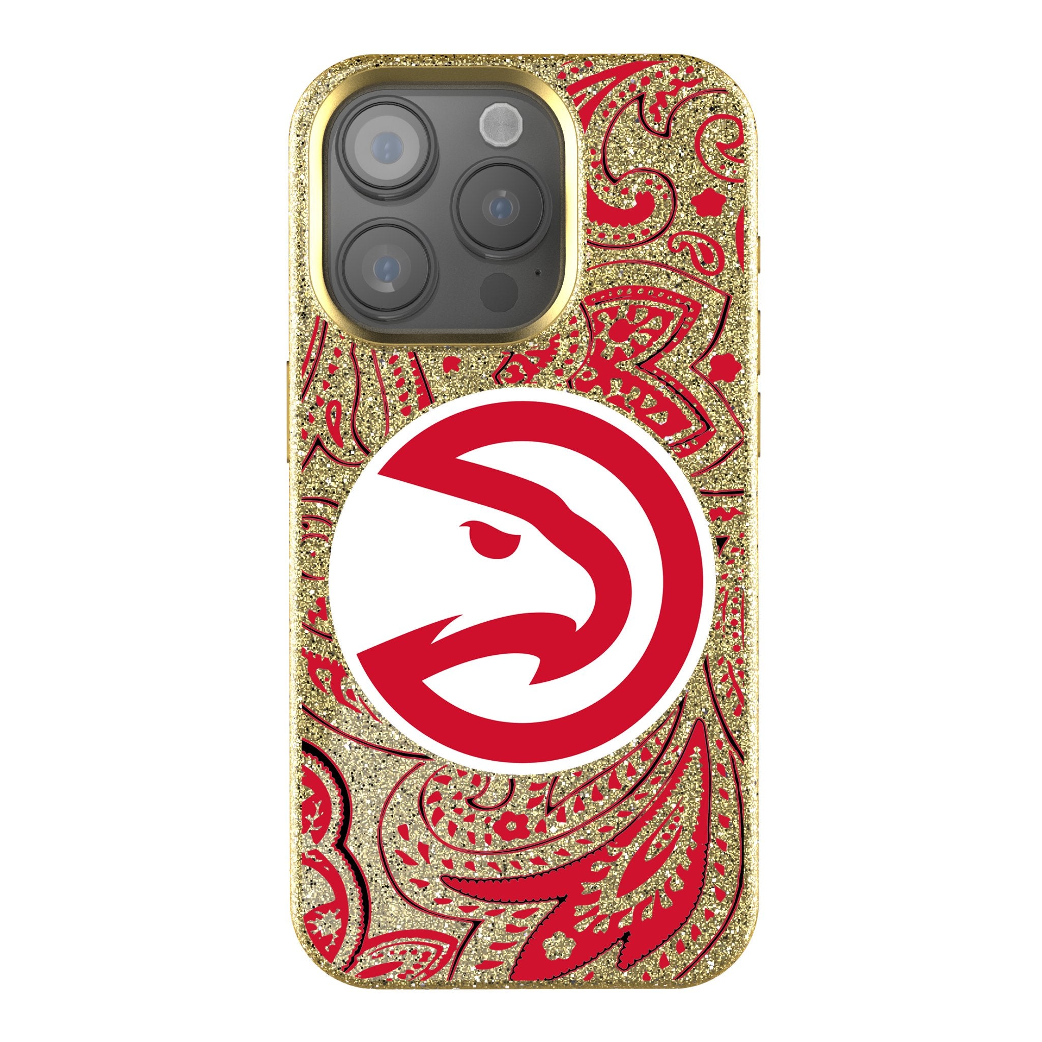 Atlanta Hawks Paisley Bling Rhinestone Phone Case for iPhone & Samsung - Stylish Protective Cover for Basketball Fans & Game Day Accessories