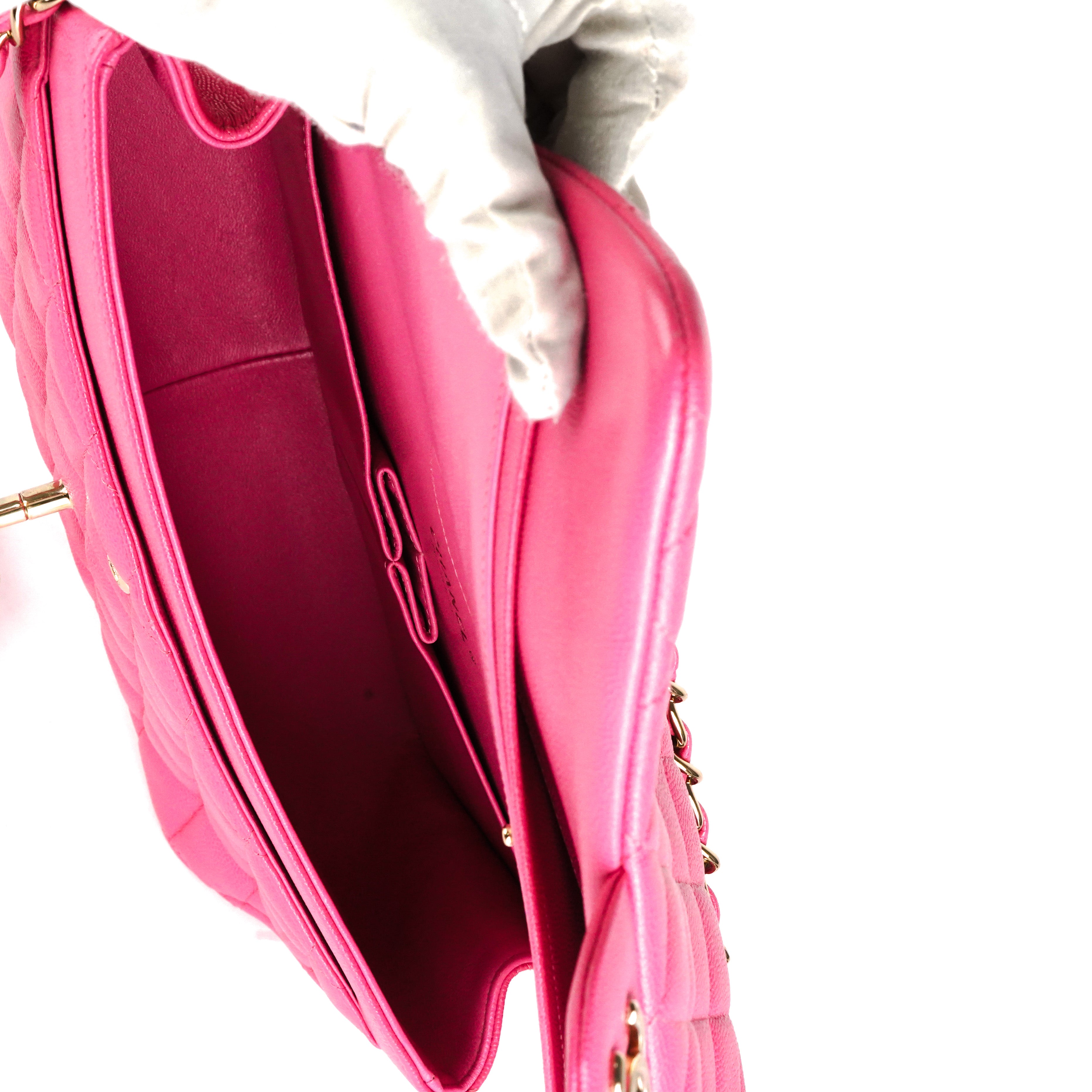 Chanel Jumbo Classic Flap Bag in Pink Caviar Leather - Luxury Designer Handbag for Women, Perfect for Parties, Dating & Everyday Elegance