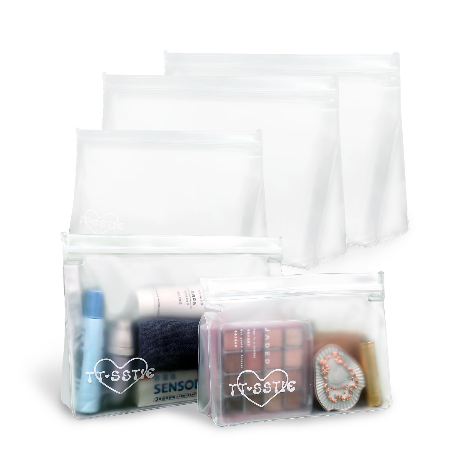 5 Pack Clear TSA Approved Quart Size Toiletry Bags - PEVA Material Leakproof Travel Cosmetic Bags for Women & Men - Perfect for Carry-On Luggage, Airport Security & Organized Travel Essentials