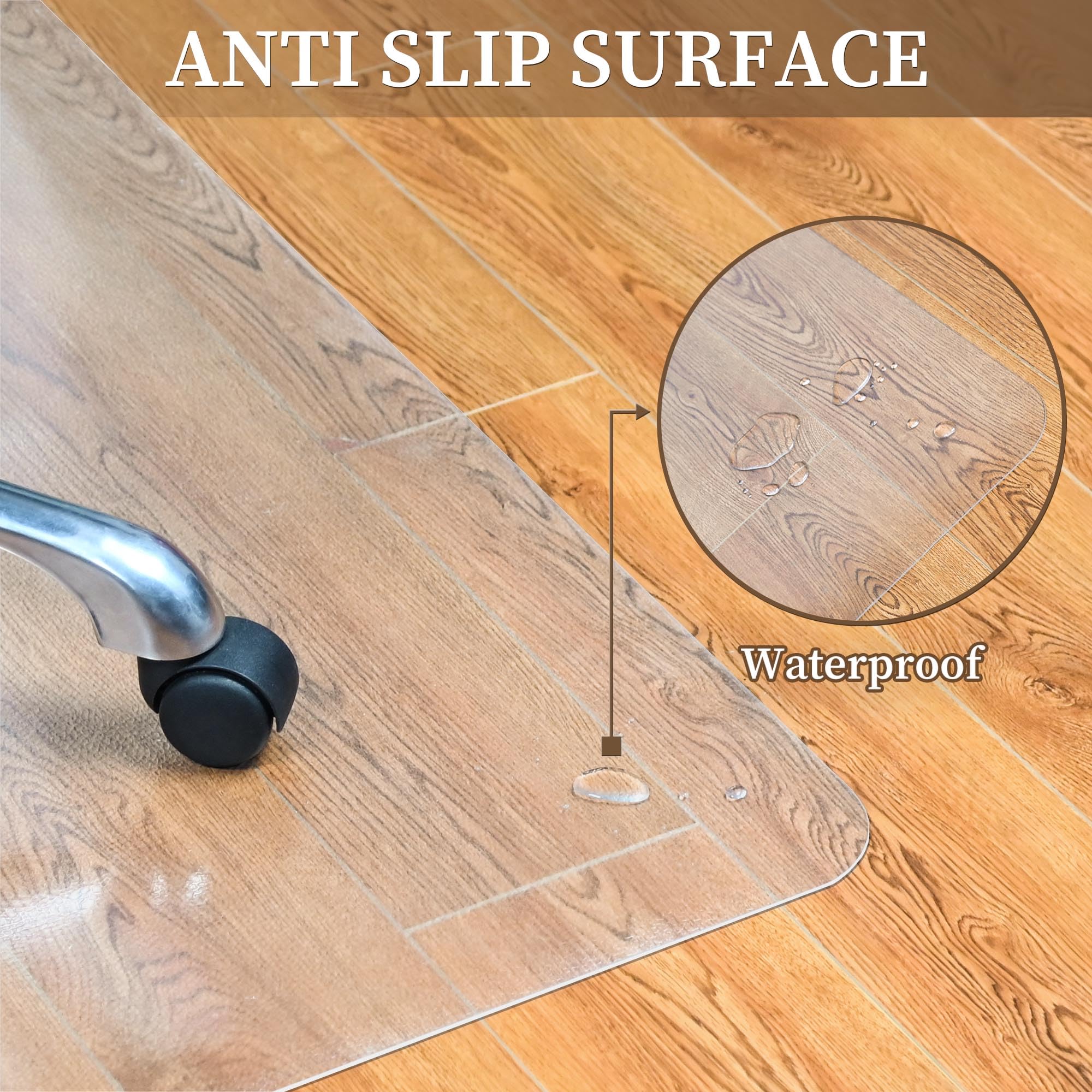 45” x 53” Clear Office Chair Mat for Hardwood Floors - Large Floor Protector Mat for Easy Rolling Desk Chairs - Durable & Easy to Clean Rectangle Chair Mat - Perfect for Home Office, Study Room & Workspace