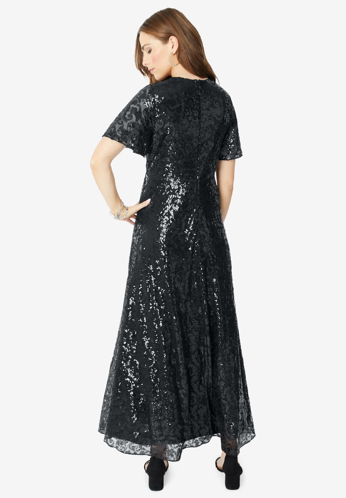 Romantic Plus Size Sequin Maxi Dress for Women - Elegant Evening Gown for Parties, Prom, Weddings & Special Occasions