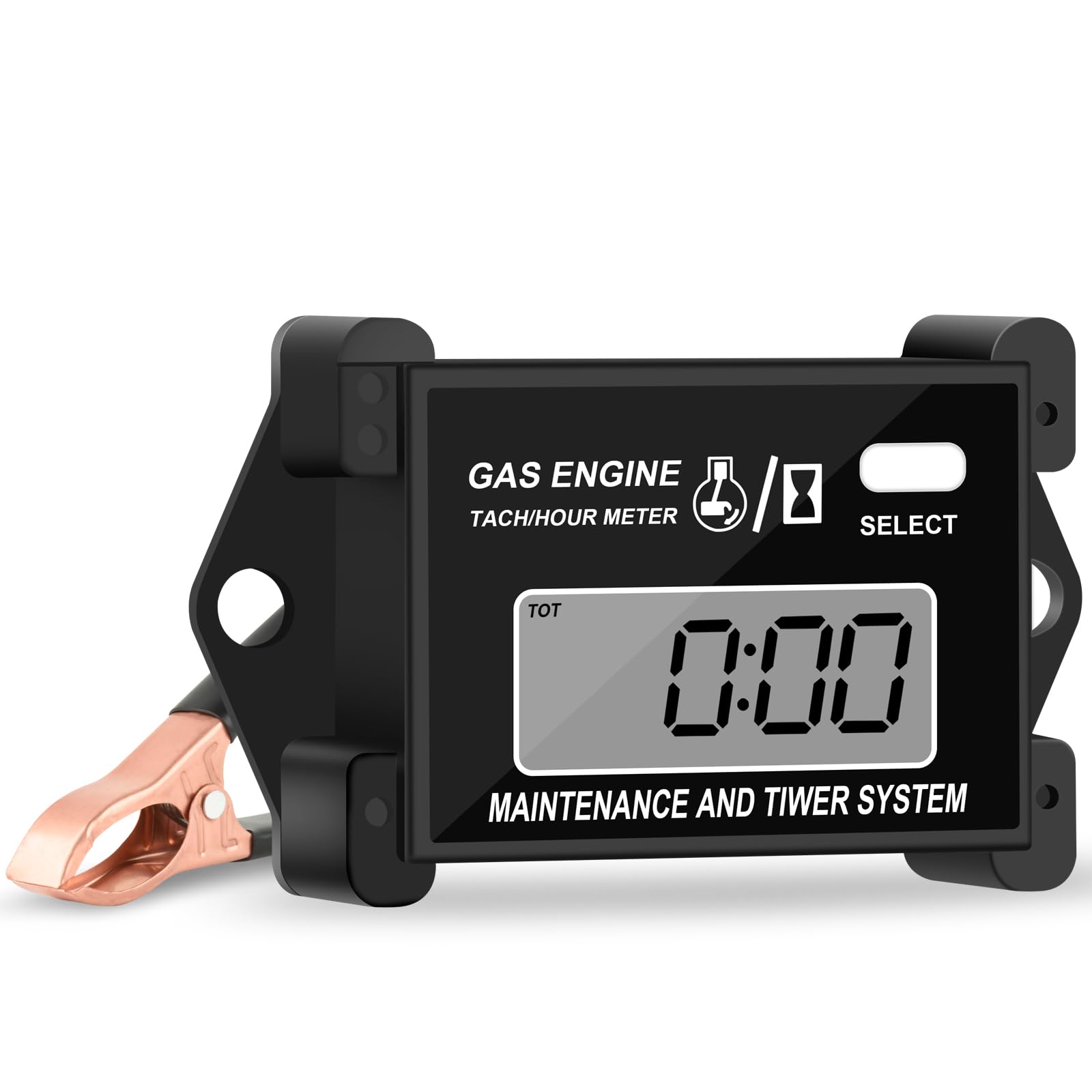 Digital Tachometer & Hour Meter - Inductive RPM Gauge with Total Time & Job Timer for Small Engines - Perfect for Snowmobiles, Motor Bikes, Go Karts, Lawn Mowers & Outdoor Power Equipment