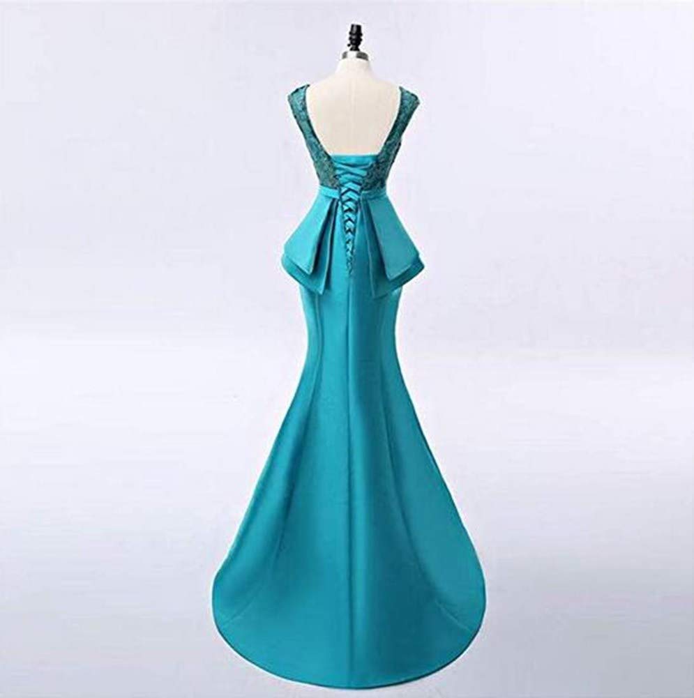 Elegant Blue Lace Mermaid Evening Gown for Women - Long Formal Party Dress for Prom, Wedding, and Special Occasions