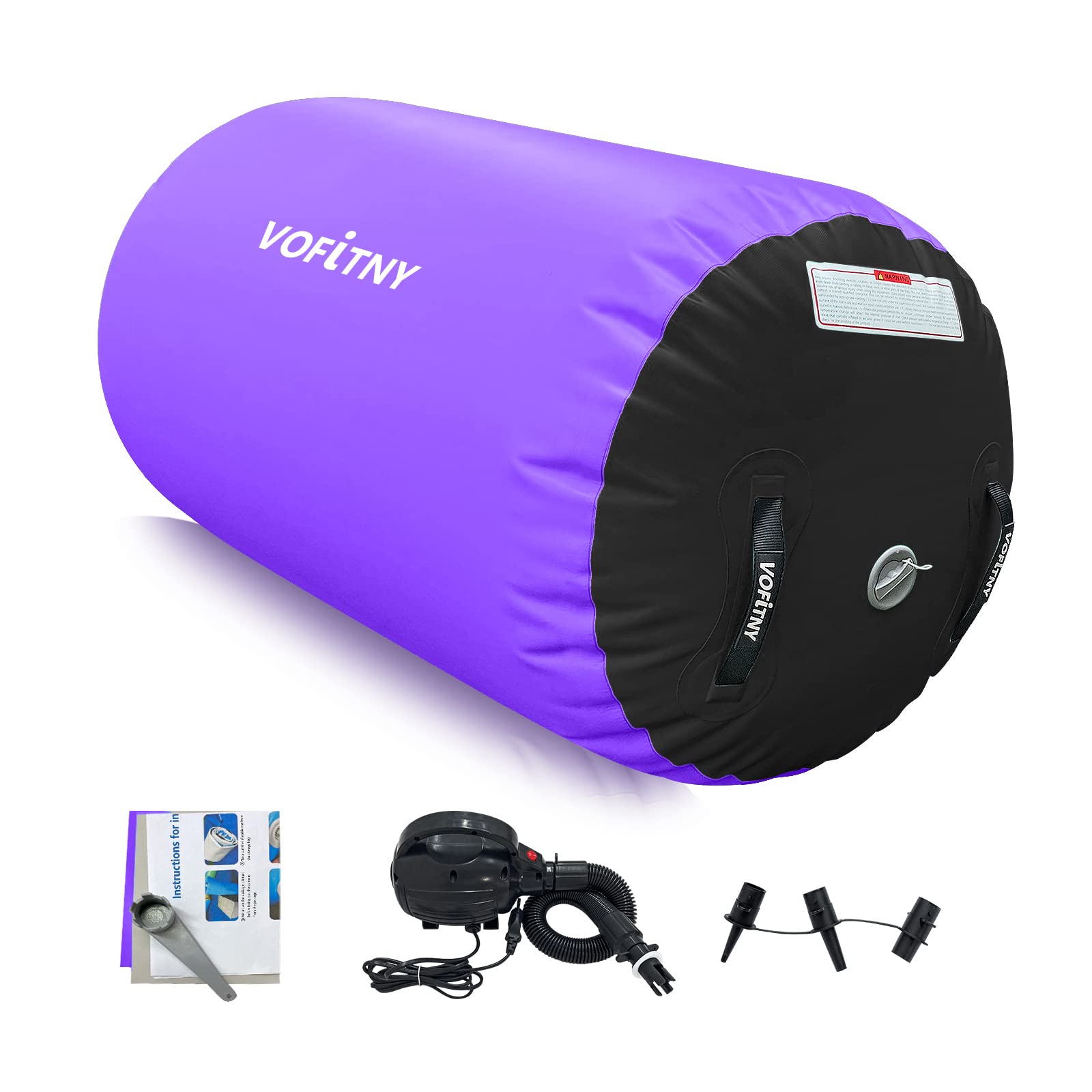VOFiTNY Inflatable Gymnastics Air Mat - Foldable Tumbling Track with Air Barrel & Octagon Mat - Includes Pump for Home, Gym, or Outdoor Training - Perfect for Cheerleading, Gymnastics Practice & Kids Playtime