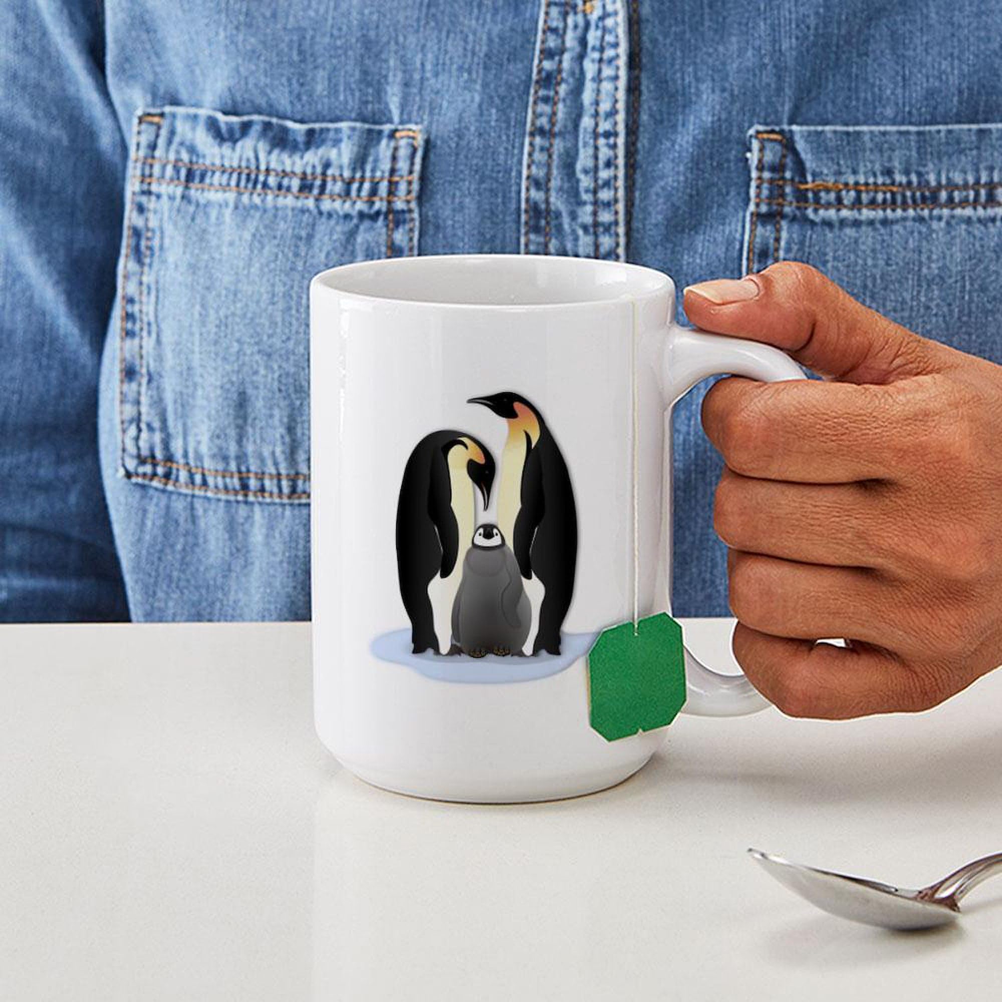Penguin Family Ceramic Coffee Mug 15 oz (444 ml) - Perfect for Family Gatherings, Office Use & Gift Giving - CafePress