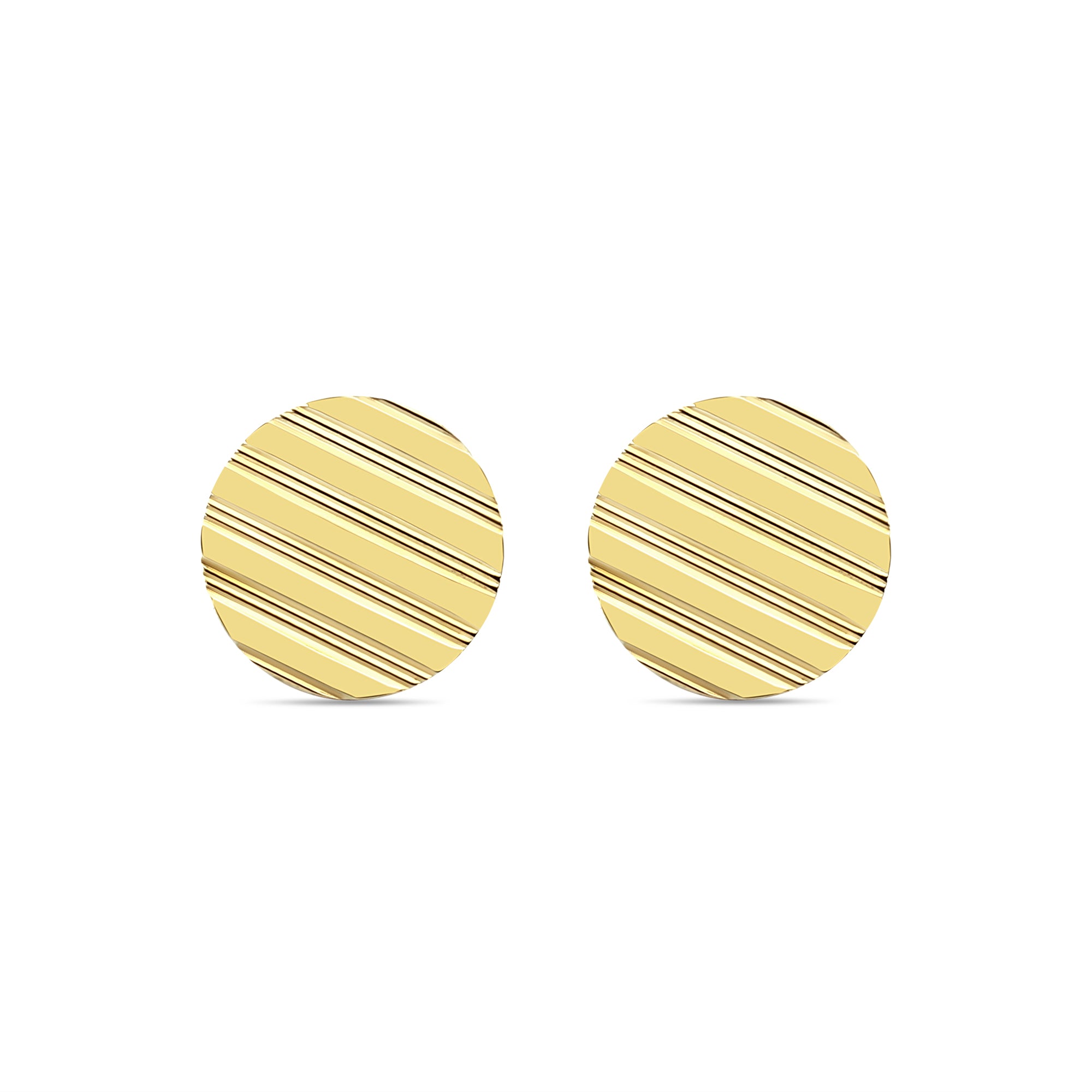 14k Yellow Gold Line Design Cufflinks for Men - Elegant Wedding, Prom & Formal Event Accessories
