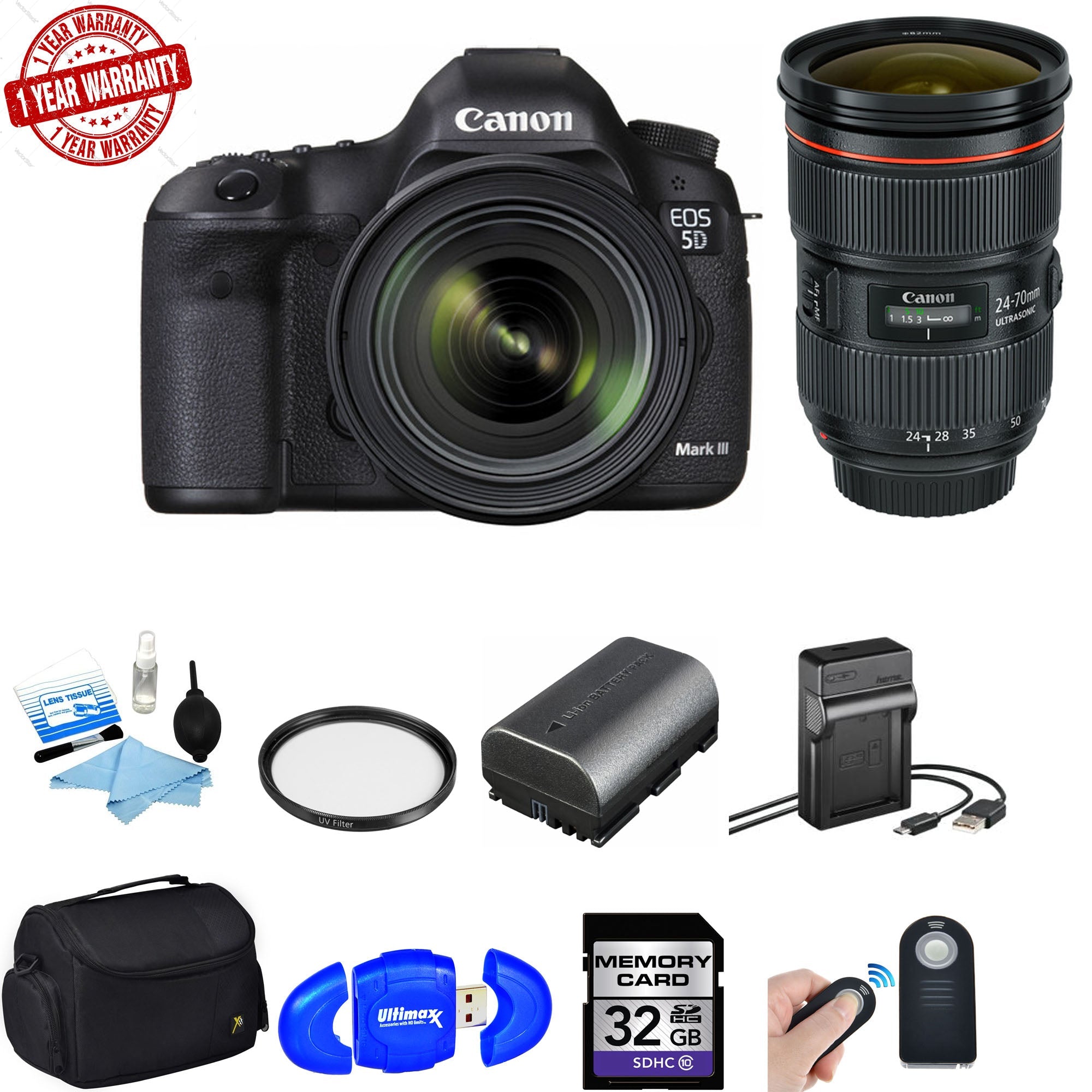 Canon EOS 5D Mark IV 30.4MP Full Frame DSLR Camera with EF 24-70mm f/2.8L II USM Lens Kit - Professional Photography for Weddings, Portraits & Travel