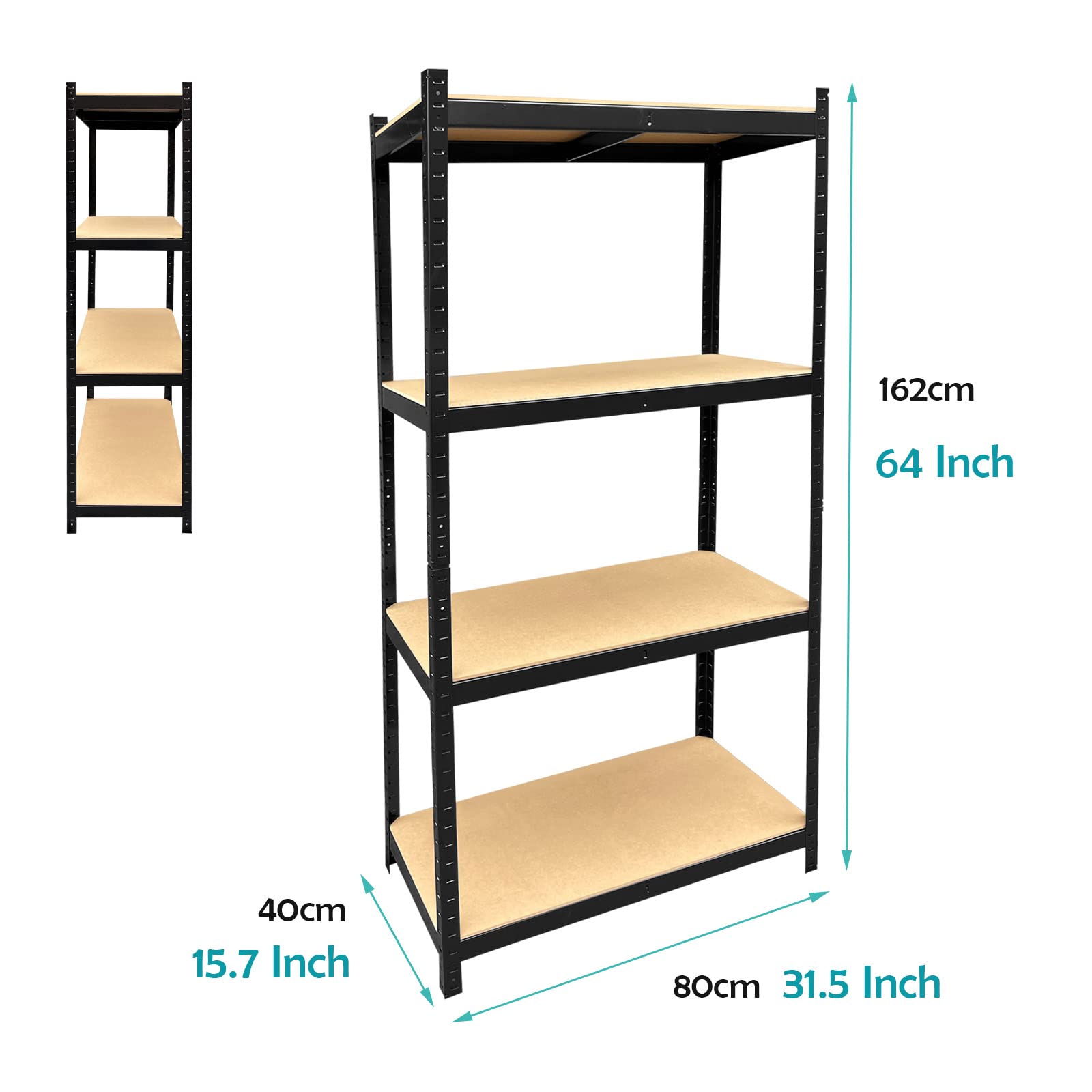 4-Tier Heavy Duty Metal Storage Shelves - 64