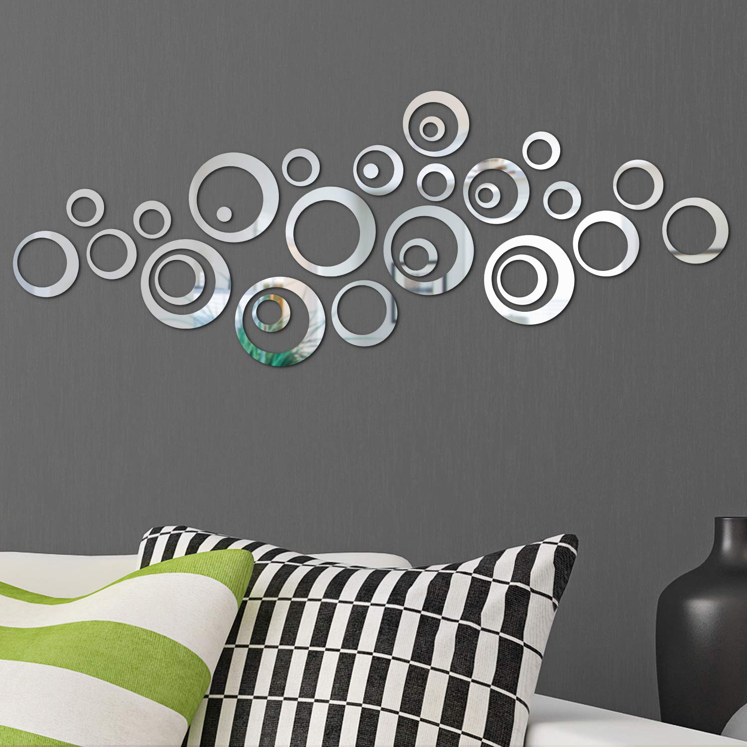 Self-Adhesive Acrylic Mirror Wall Decals - 48-Piece Removable Sticker Set for Home, Living Room & Bedroom Decor (Style A) - Perfect for DIY Wall Art, Nursery Accents, and Modern Interior Design