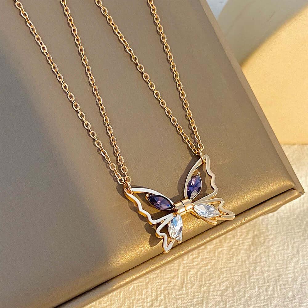 Butterfly Magnetic Couple Friendship Matching Necklace Set - Romantic Gift for Couples, Best Friends, Anniversaries & Valentine's Day | KM695