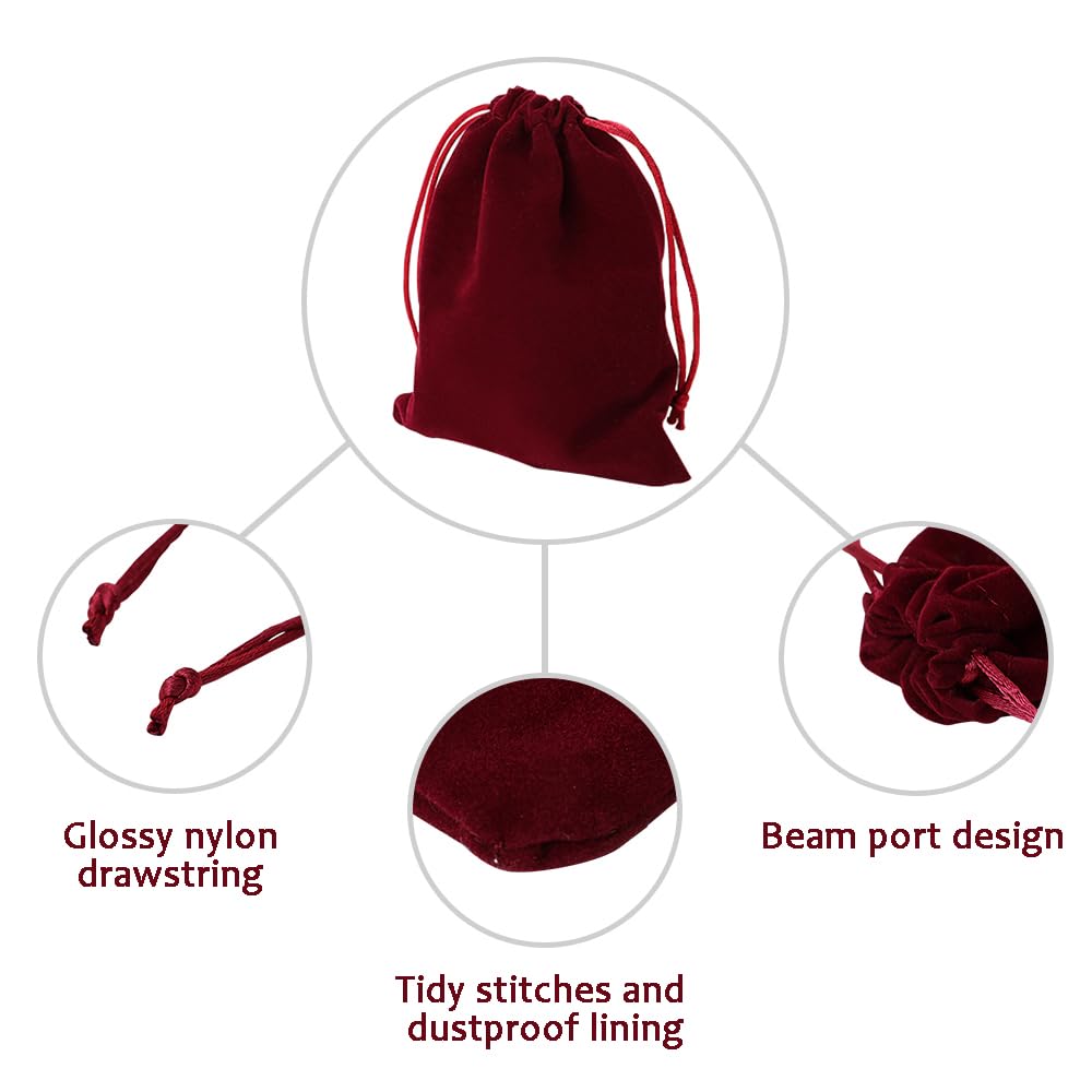 TopTie 50-Pack Velvet Drawstring Gift Bags 2.8x3.6 Inches - Premium Jewelry Pouches for Wedding Favors, Party Favors & Festive Events - Perfect for Jewelry Storage, Bridesmaid Gifts & Holiday Packaging