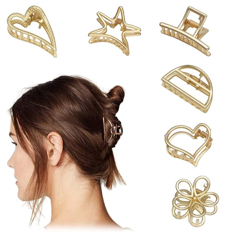 Stylish Metal Hair Clips for Women & Girls - 8-Piece Medium Size Hair Clutchers - Gold Hair Accessories for Everyday Wear, Parties & Gifts