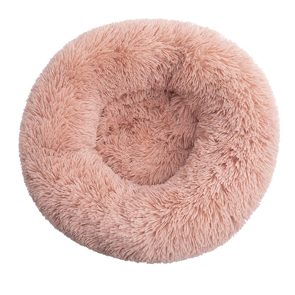 SYUS Washable Round Plush Donut Pet Bed for Dogs & Cats - Soft & Warm Cuddler Nest with Bolster - Comfortable Sleeping Mat for Small, Medium & Large Pets - Perfect for Winter Nights & Cozy Napping at Home