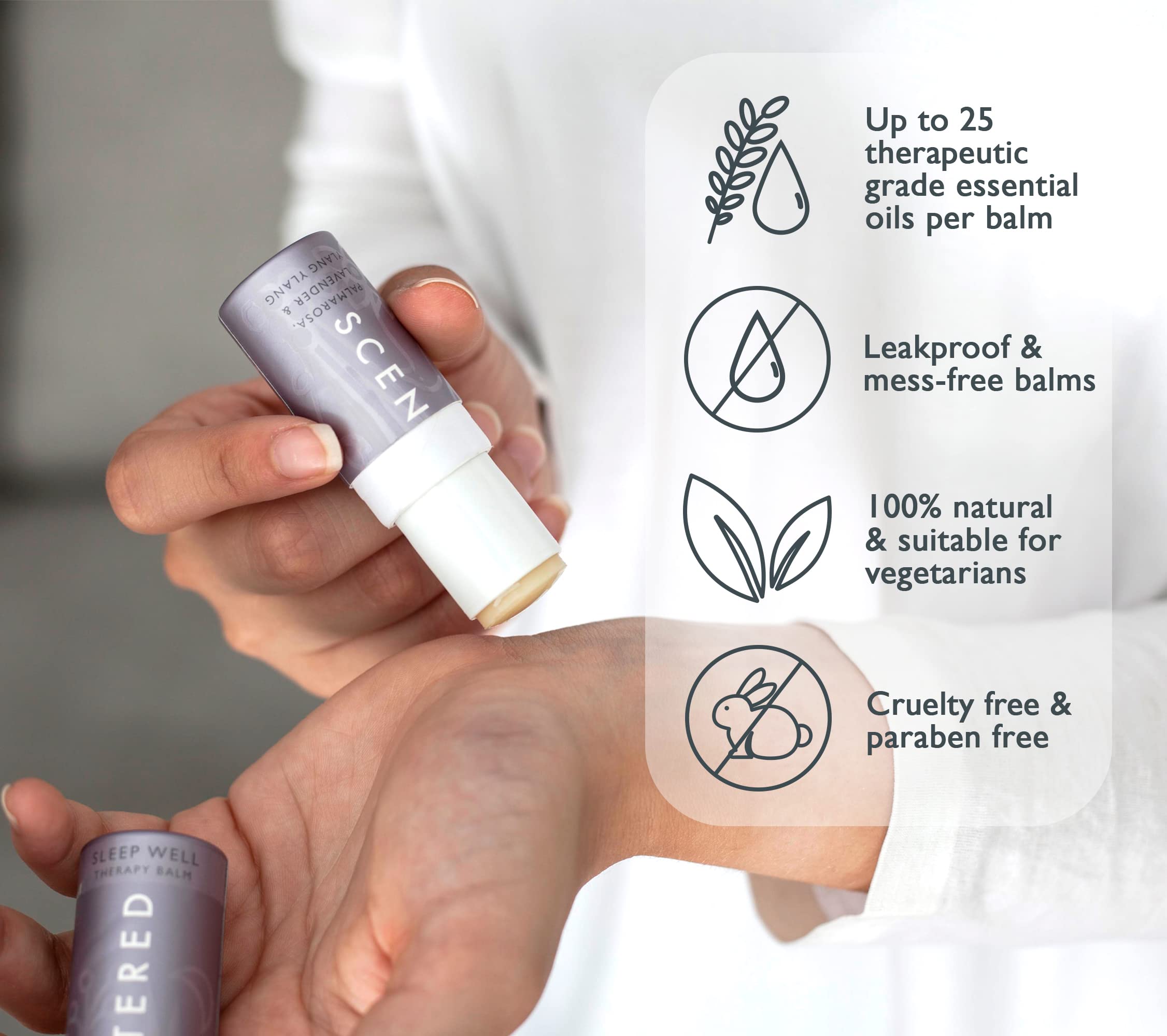 Scentered Aromatherapy Balm Gift Set - 3 Pack Essential Oil Balms for Sleep, Stress Relief & Love (Lavender, Cedarwood, Ylang Ylang) - Relaxing Self Care Gifts for Women - Perfect for Bedtime, Travel & Meditation