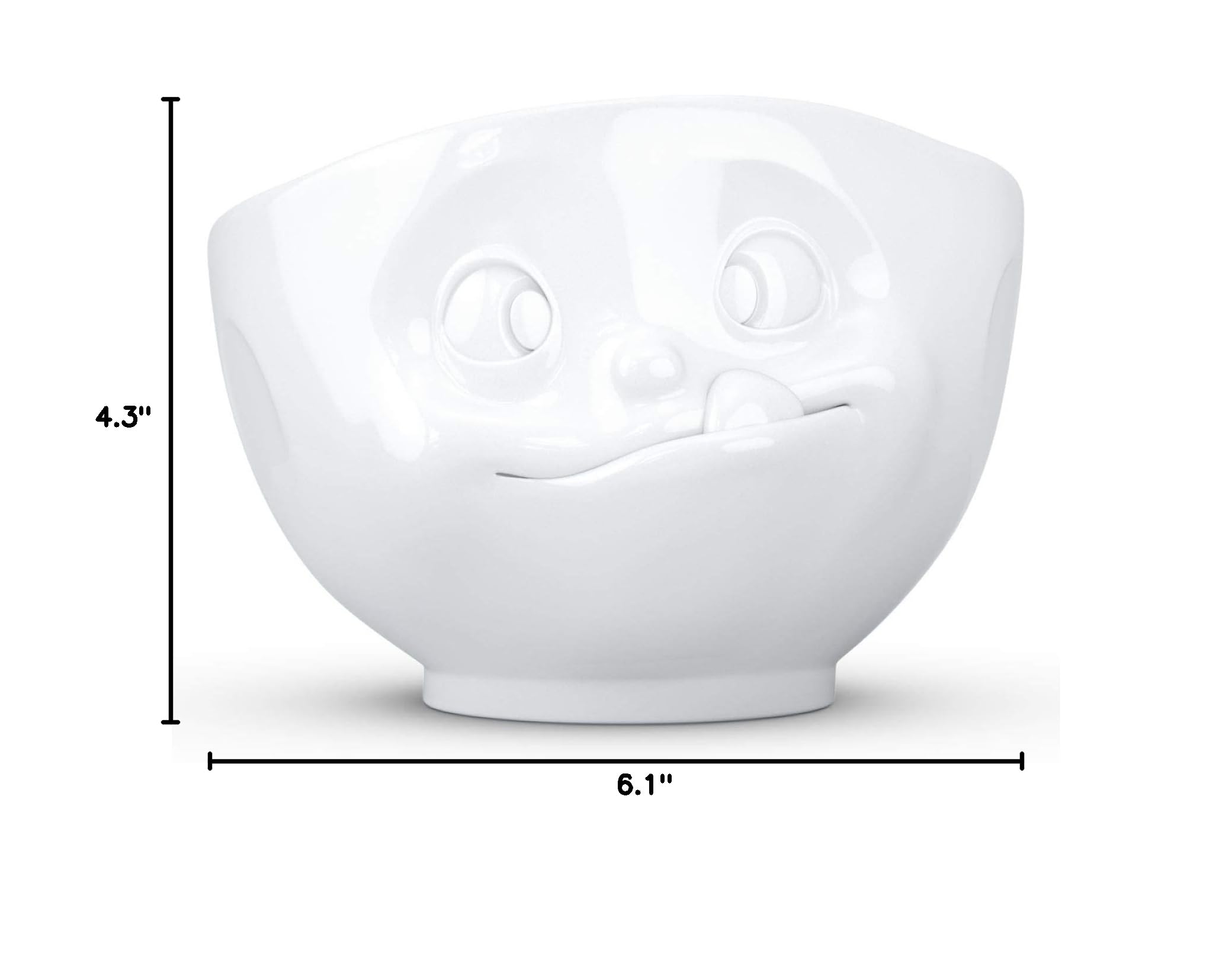 FIFTYEIGHT PRODUCTS Porcelain Cereal Bowl - 16 oz White Soup Bowl with Tasty Face Design - Durable Single Serving Dish for Breakfast, Soup, Salad & Dessert - Perfect for Home, Restaurant & Gifts