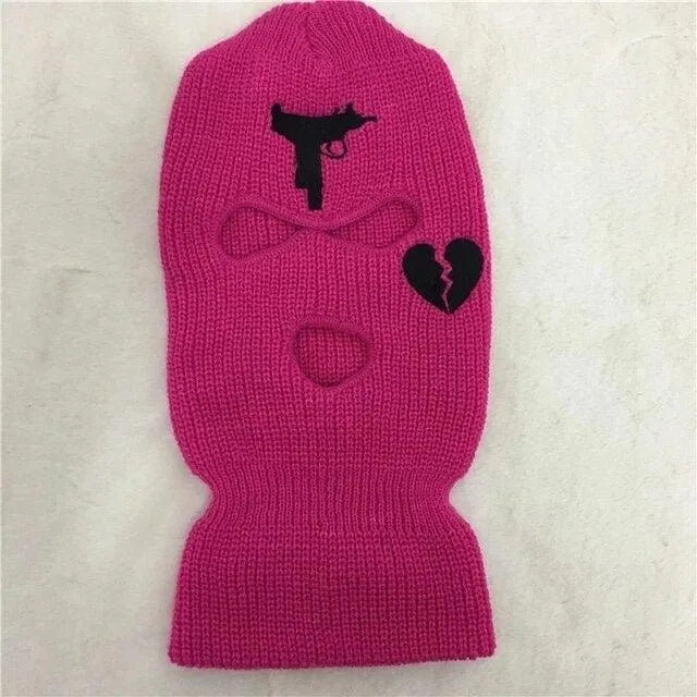 Tactical Ski Mask - 3 Hole Full Face Balaclava for Winter Sports & Halloween | Neon Embroidery Design | Cold Weather & Outdoor Activities Gear