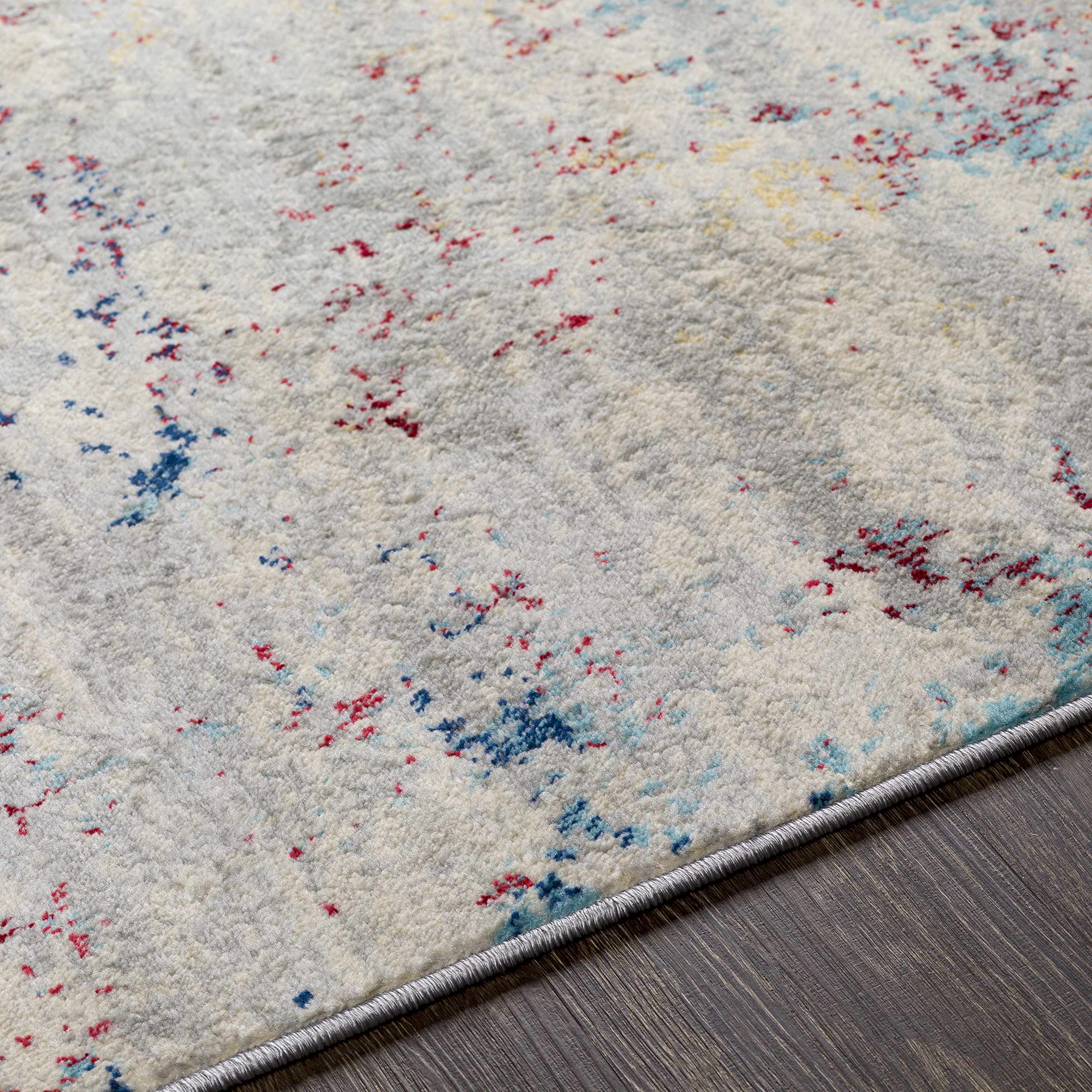 Hauteloom Dalorong Modern Area Rug for Living Room & Bedroom - Navy, Pale Blue, Red - 8'10