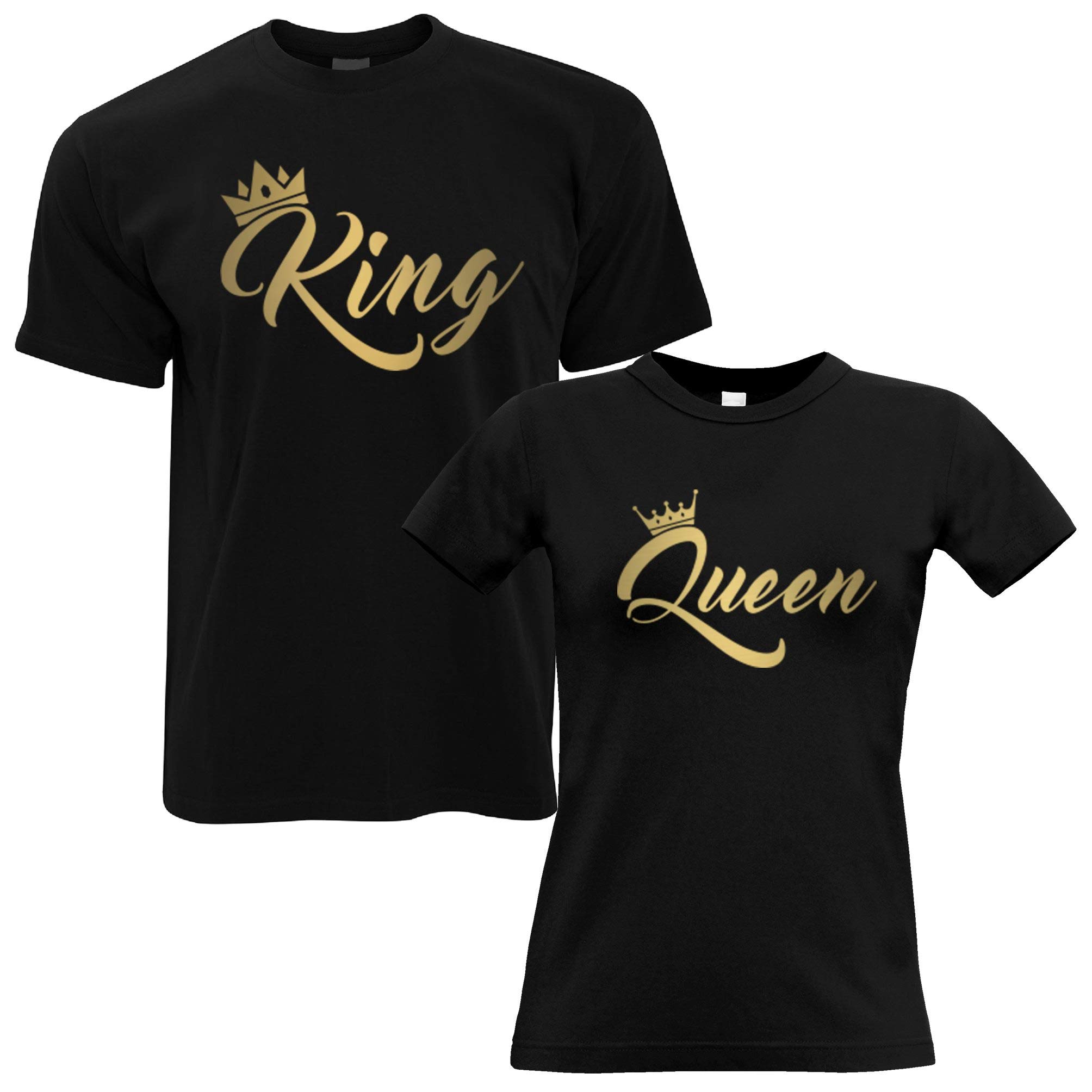 Matching King and Queen Couples T-Shirts Set of 2 - Perfect for Anniversaries, Date Nights & Couple Photos