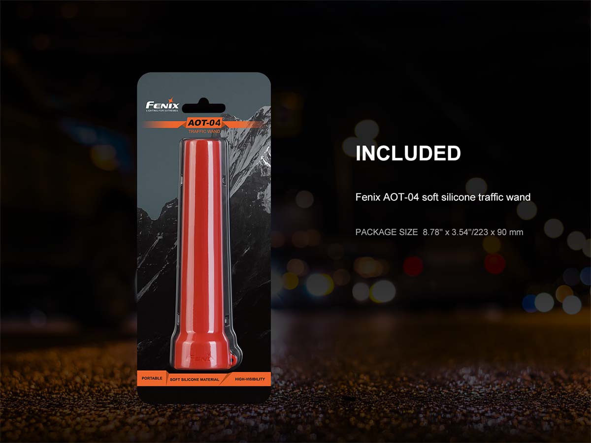 Fenix AOT 04 Soft Silicone Flexible Traffic Wand - High Visibility Safety Baton for Night Road Work, Emergency Signaling & Traffic Control (Orange/Green) - Perfect for Construction Workers, Police Officers & Roadside Assistance