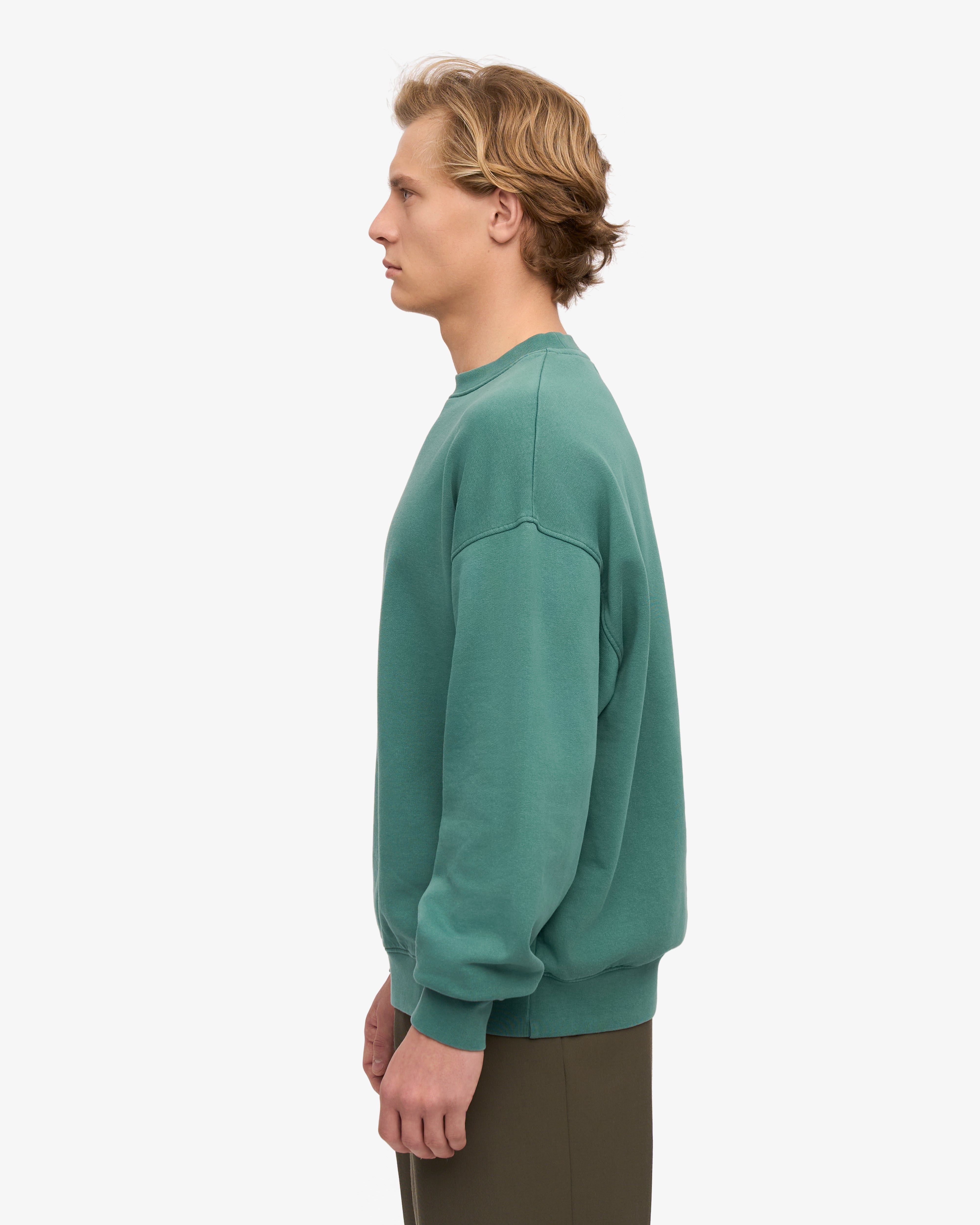 Organic Oversized Crewneck Sweatshirt for Women - Soft & Comfortable Pine Green Pullover - Perfect for Casual Wear, Lounge & Street Style