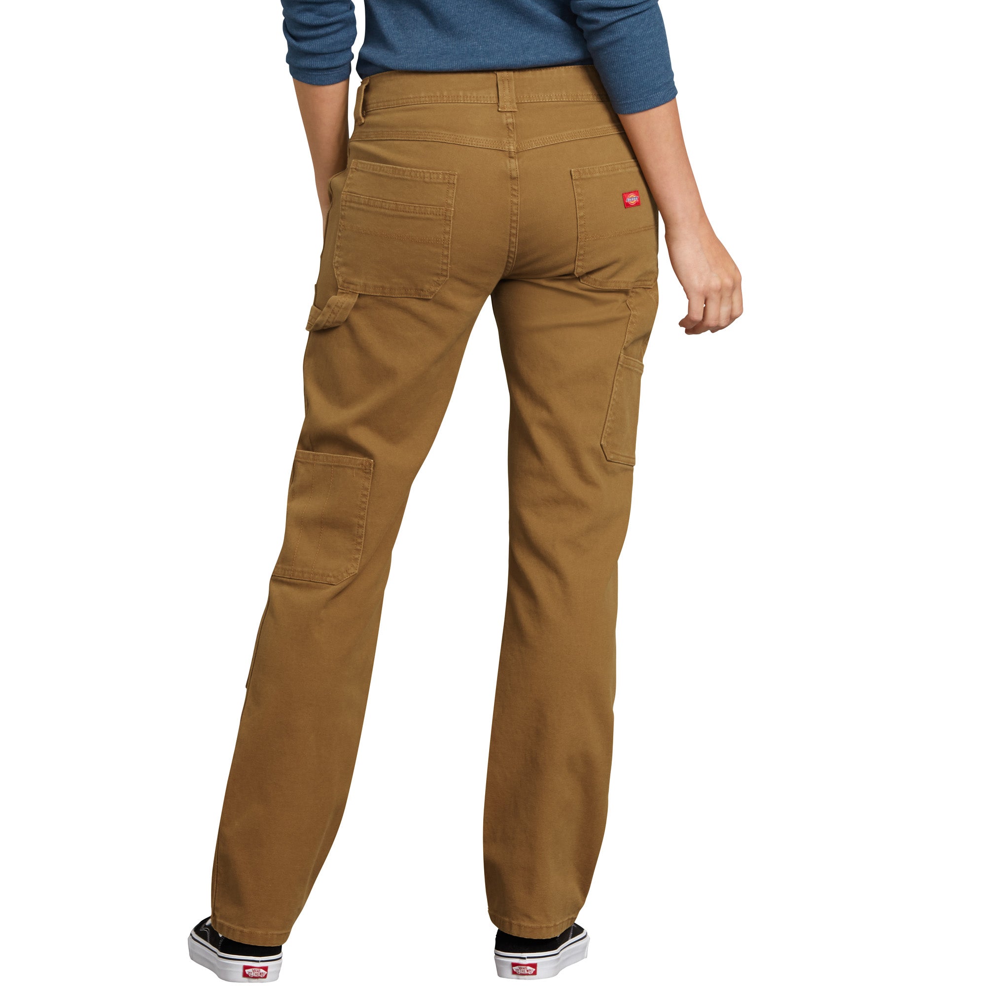 Dickies Women's Stretch Double Knee Carpenter Work Pants FD2500RBD - Durable Brown Workwear for Construction, Landscaping & DIY Projects