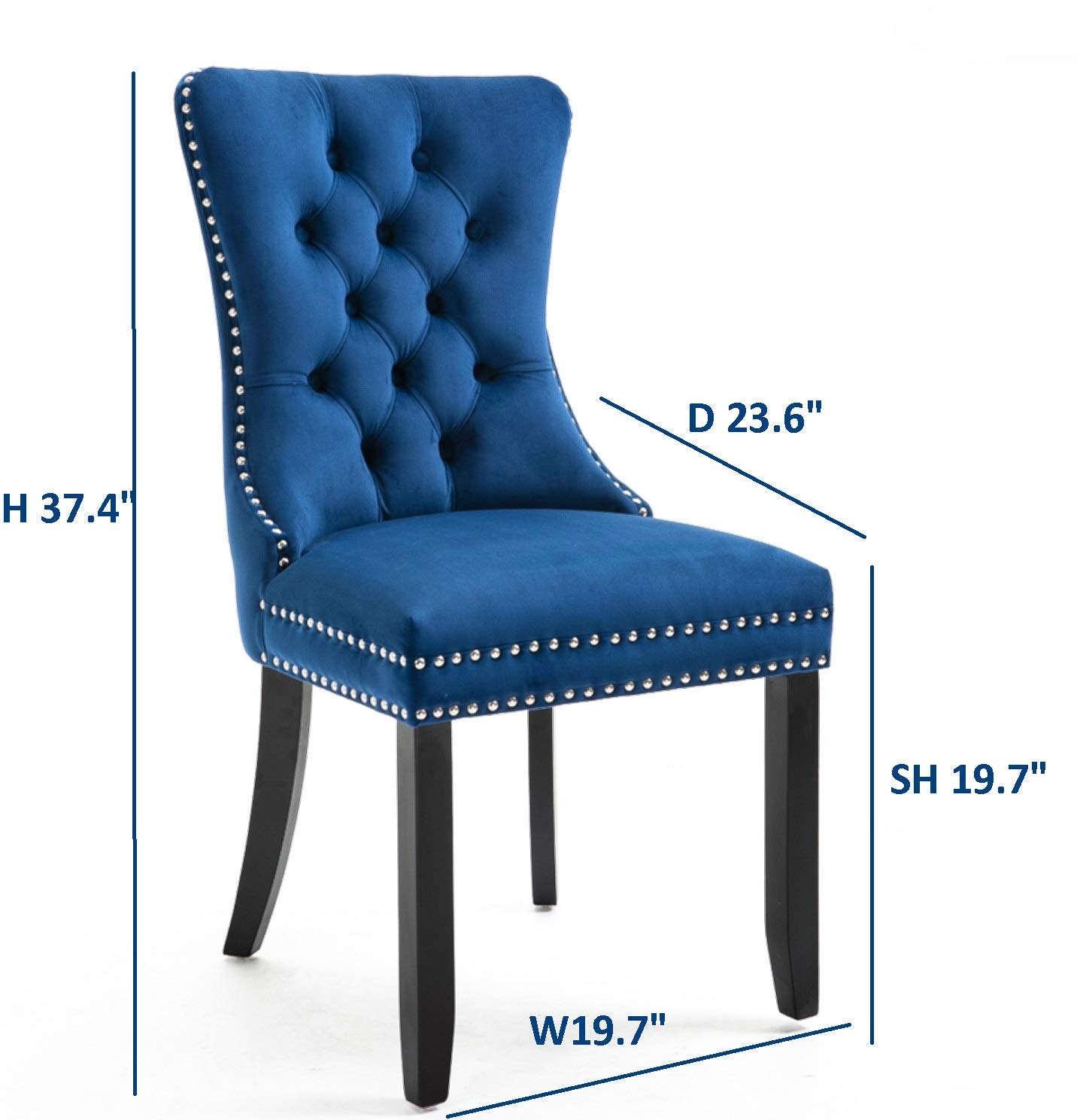 Luxury Velvet Dining Chairs Set of 2 - Elegant Tufted Upholstered Accent Chairs with Button Nailhead Trim, Armless Modern Side Chairs for Dining Room, Living Room, Bedroom (Sky Blue) - Perfect for Home Decor, Dinner Parties & Cozy Reading Nooks