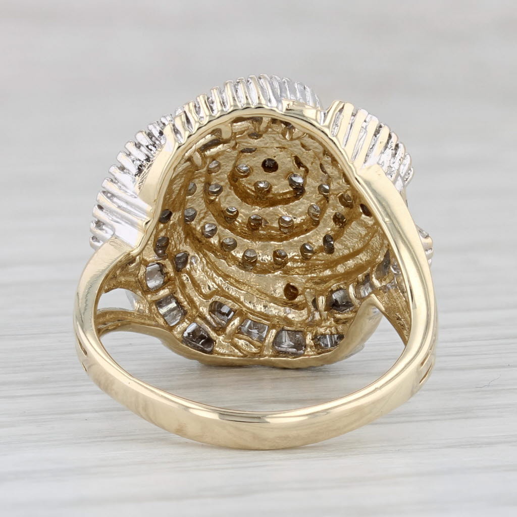 0.50ctw Diamond Cluster Swirl Ring 10k Yellow Gold Size 7 - Elegant Cocktail Ring for Women, Perfect for Parties, Weddings & Special Occasions