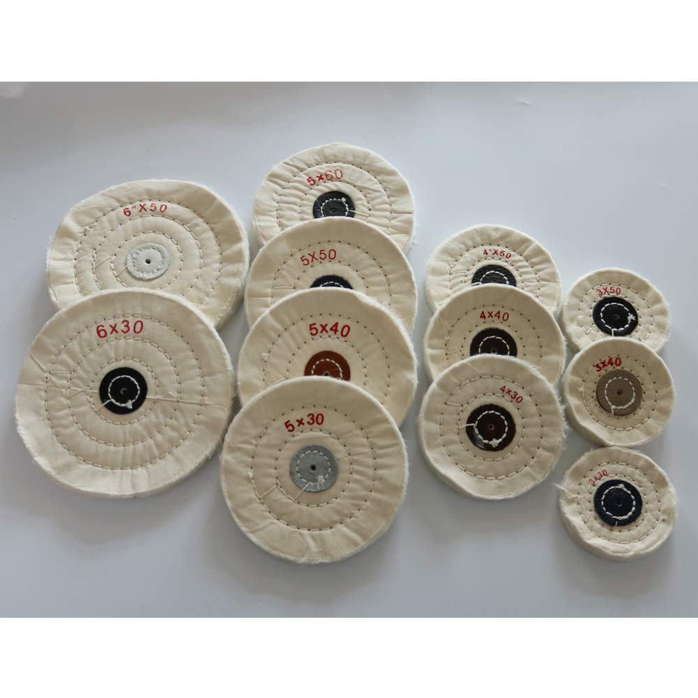 5 Inch Cotton Buffing Wheel Set - 10 Pack White 5