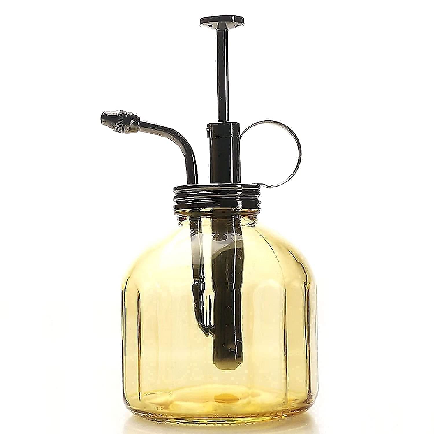 Amber Glass Plant Mister Bottle with Brass Sprayer (Gun Metal) - Perfect for Indoor Plants, Succulents, and Home Gardening