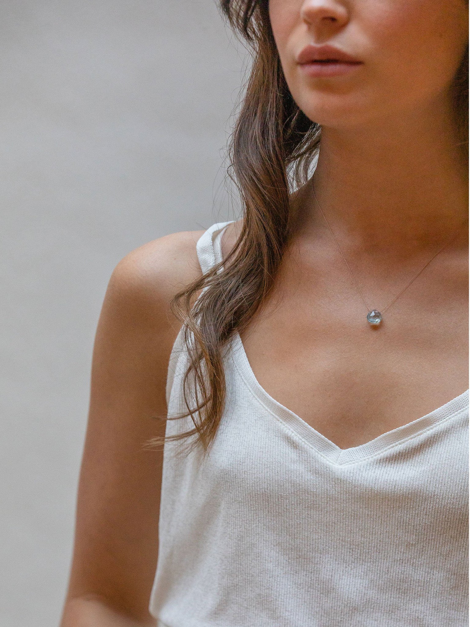Wanderlust Life Fine Cord Necklace with Genuine Aquamarine Gemstone - Perfect for Travel, Beach Vacations & Boho Fashion