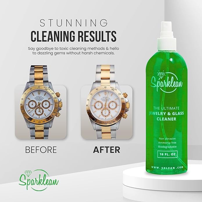 Premium Jewelry Cleaner Solution for Gold, Silver & Diamonds | Non-Toxic Ammonia-Free Jewelry Cleaning Spray | Anti-Tarnish Treatment | Perfect for Rings, Necklaces & Watches | Home & Travel Jewelry Care Kit